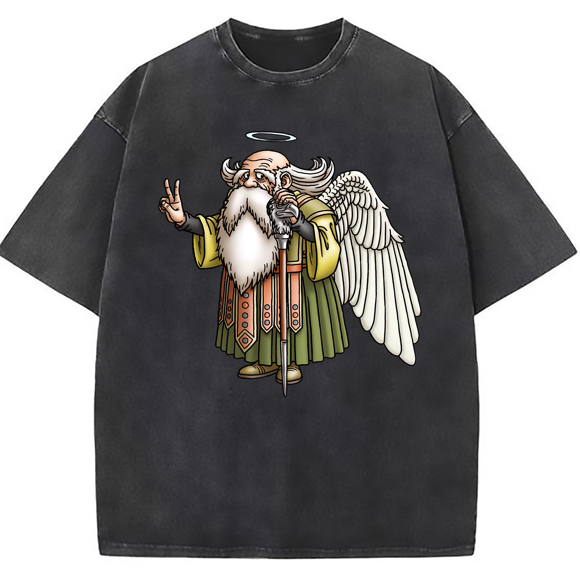 （画像用） ドラゴンクエスト Doragon Kuesuto Dragon Quest 綿100% ヴィンテージ風 半袖Tシャツ（フロントプリント）