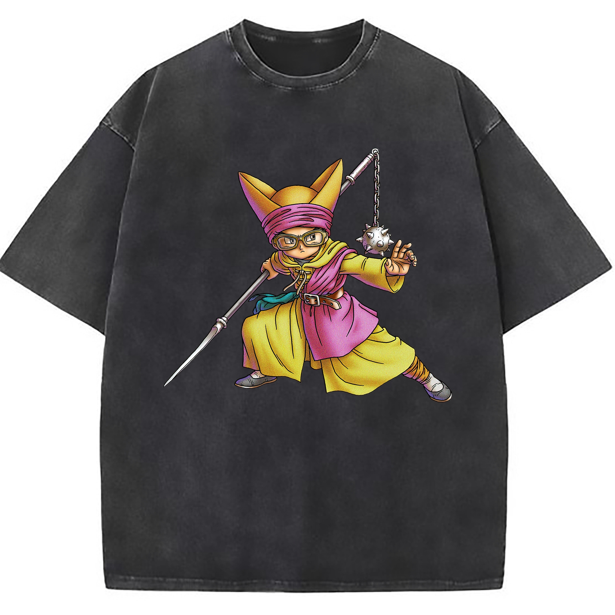 （画像用） ドラゴンクエスト Doragon Kuesuto Dragon Quest 綿100% ヴィンテージ風 半袖Tシャツ（フロントプリント）