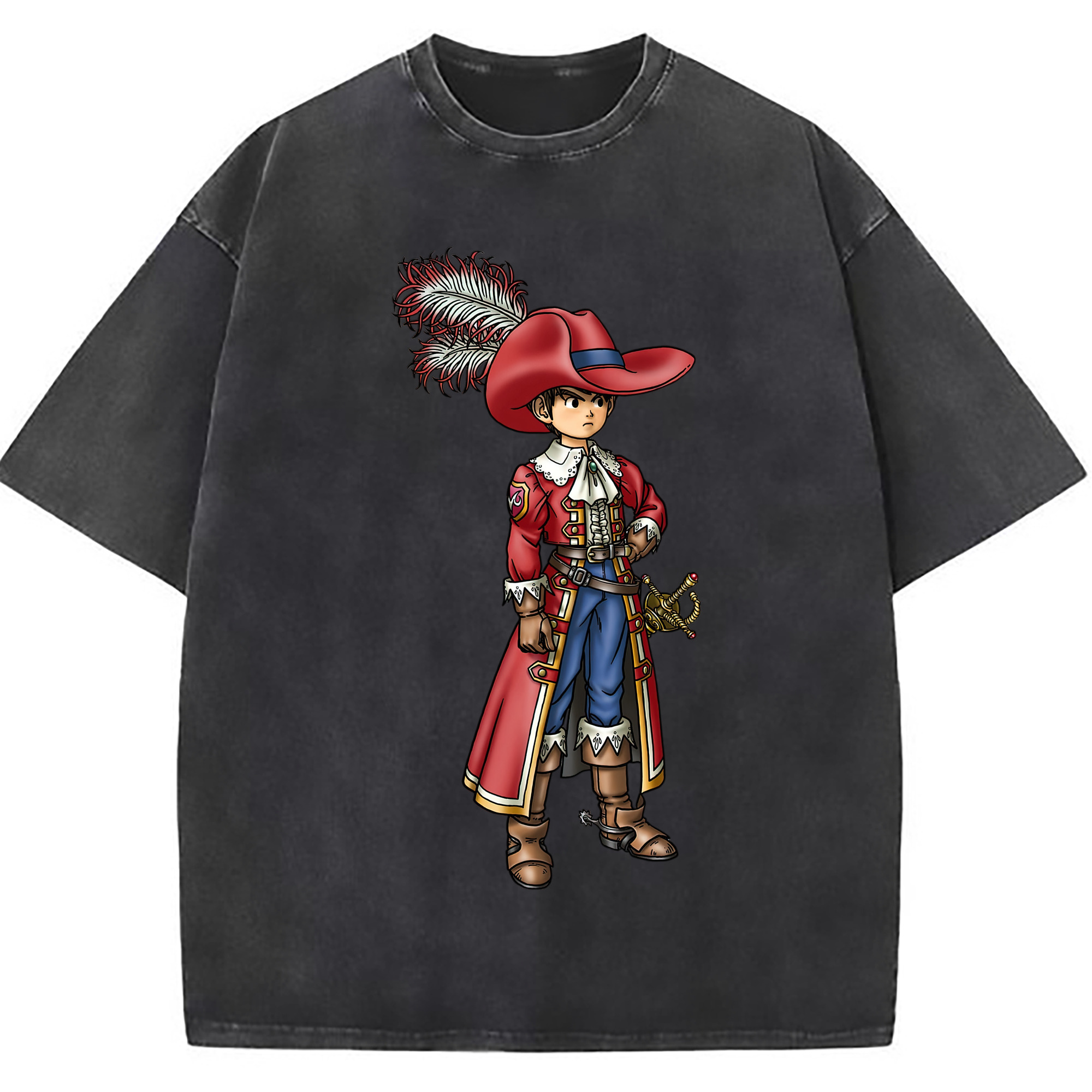 （画像用） ドラゴンクエスト Doragon Kuesuto Dragon Quest 綿100% ヴィンテージ風 半袖Tシャツ（フロントプリント）