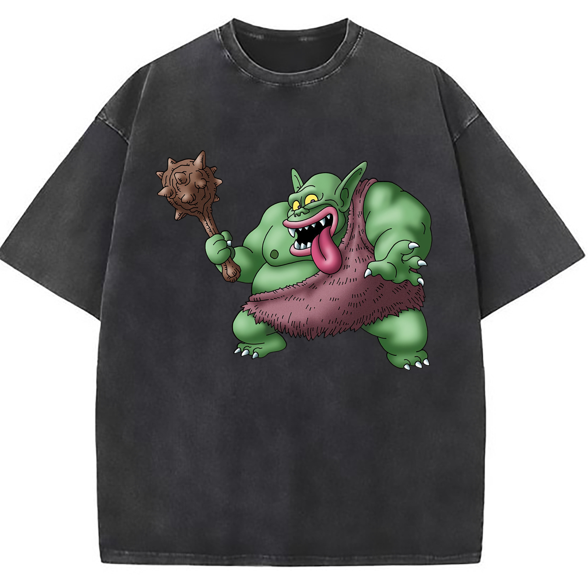 （画像用） ドラゴンクエスト Doragon Kuesuto Dragon Quest 綿100% ヴィンテージ風 半袖Tシャツ（フロントプリント）