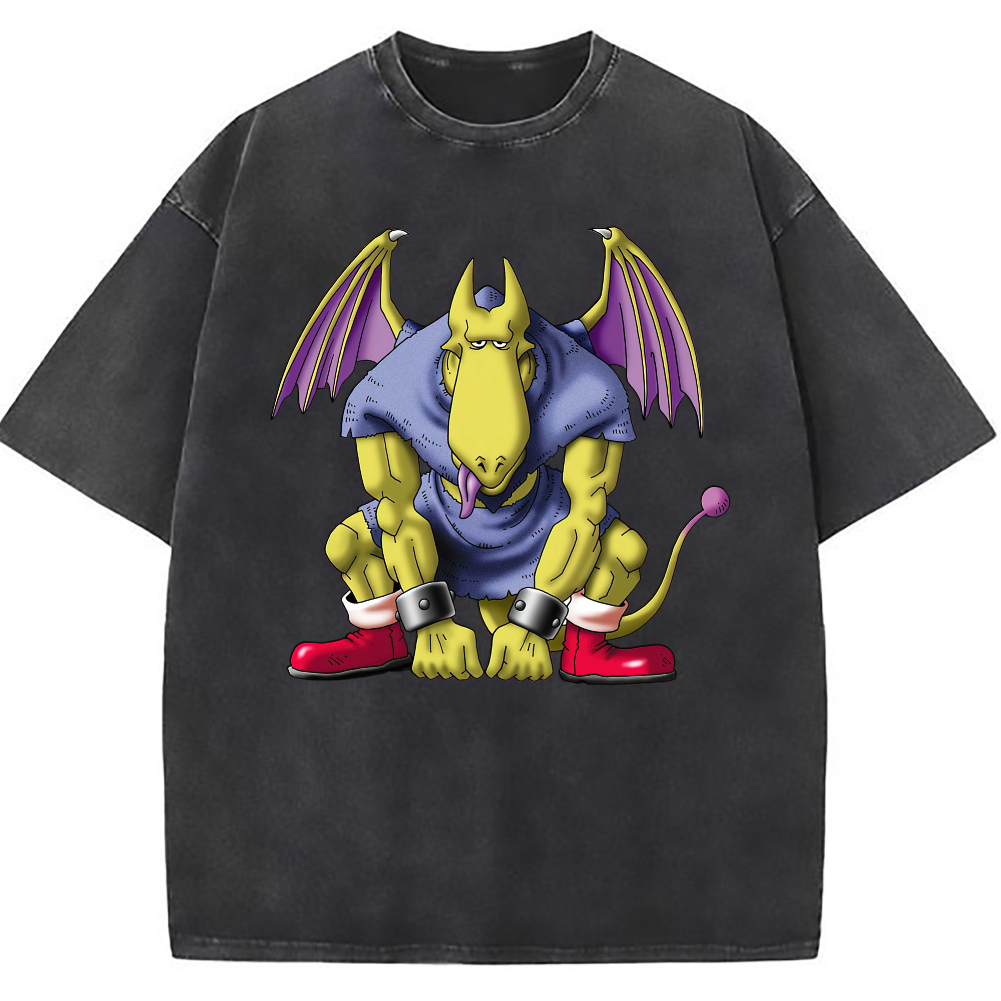 （画像用） ドラゴンクエスト Doragon Kuesuto Dragon Quest 綿100% ヴィンテージ風 半袖Tシャツ（フロントプリント）