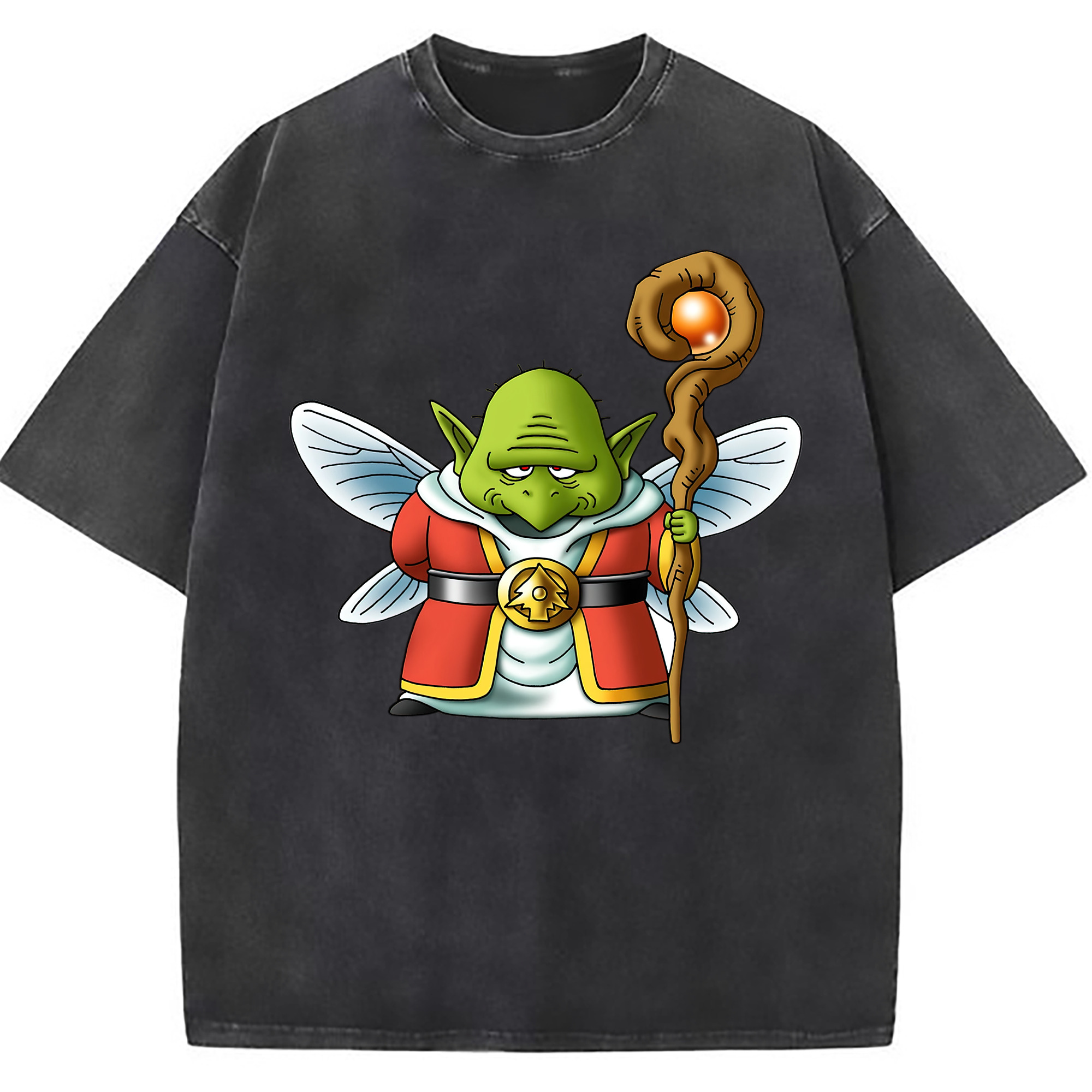 （画像用） ドラゴンクエスト Doragon Kuesuto Dragon Quest 綿100% ヴィンテージ風 半袖Tシャツ（フロントプリント）