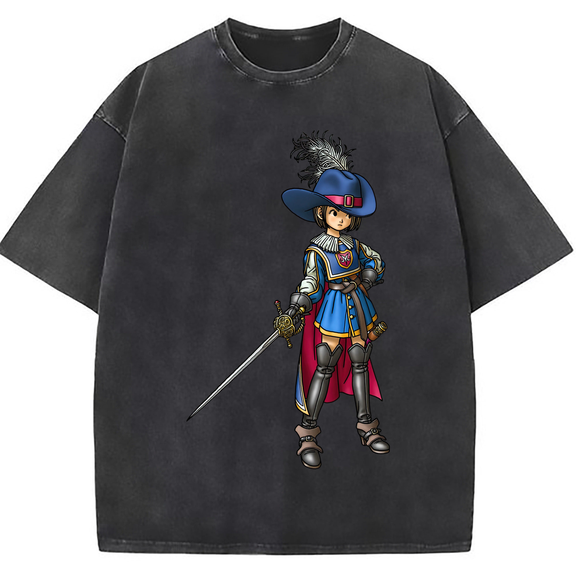 （画像用） ドラゴンクエスト Doragon Kuesuto Dragon Quest 綿100% ヴィンテージ風 半袖Tシャツ（フロントプリント）