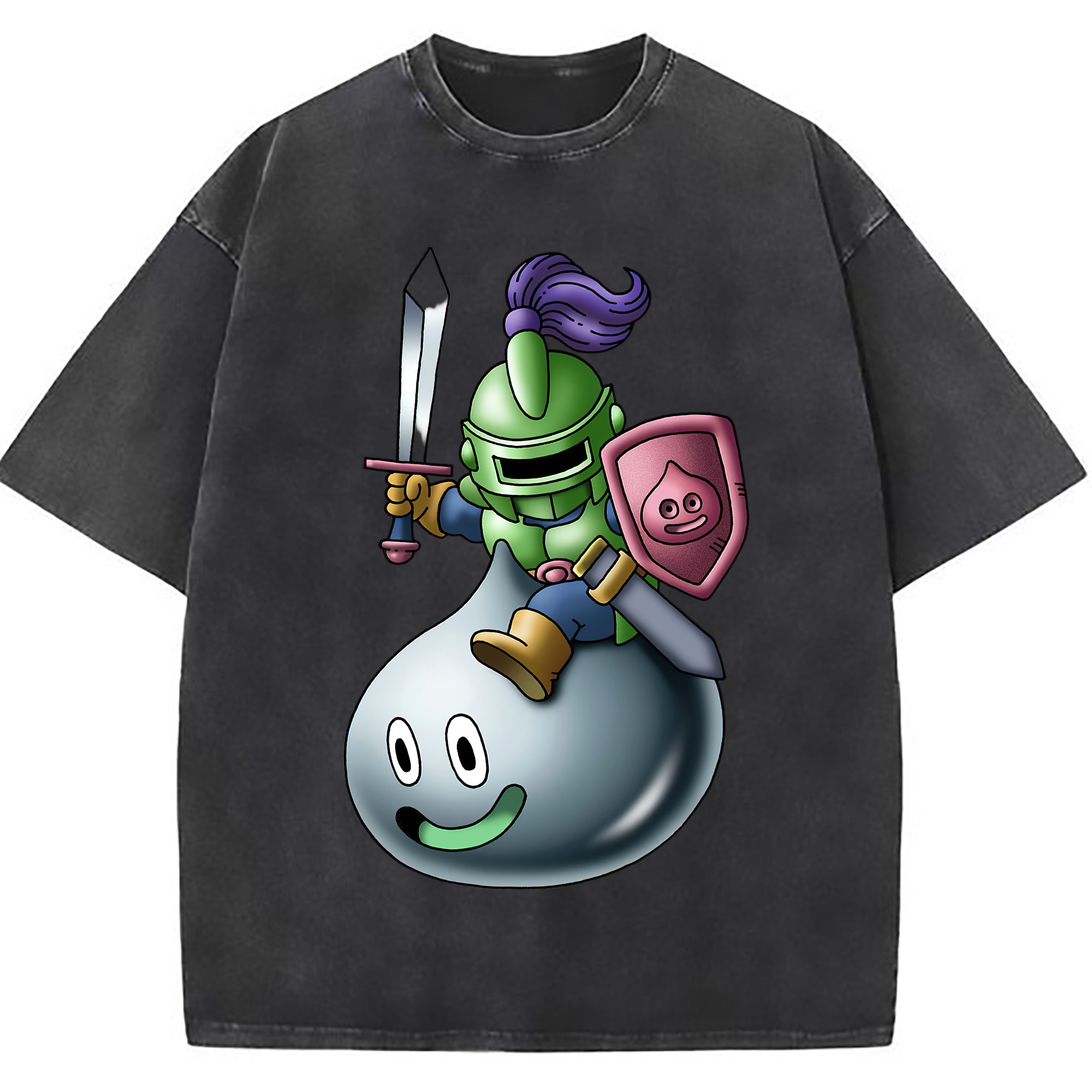 （画像用） ドラゴンクエスト Doragon Kuesuto Dragon Quest 綿100% ヴィンテージ風 半袖Tシャツ（フロントプリント）