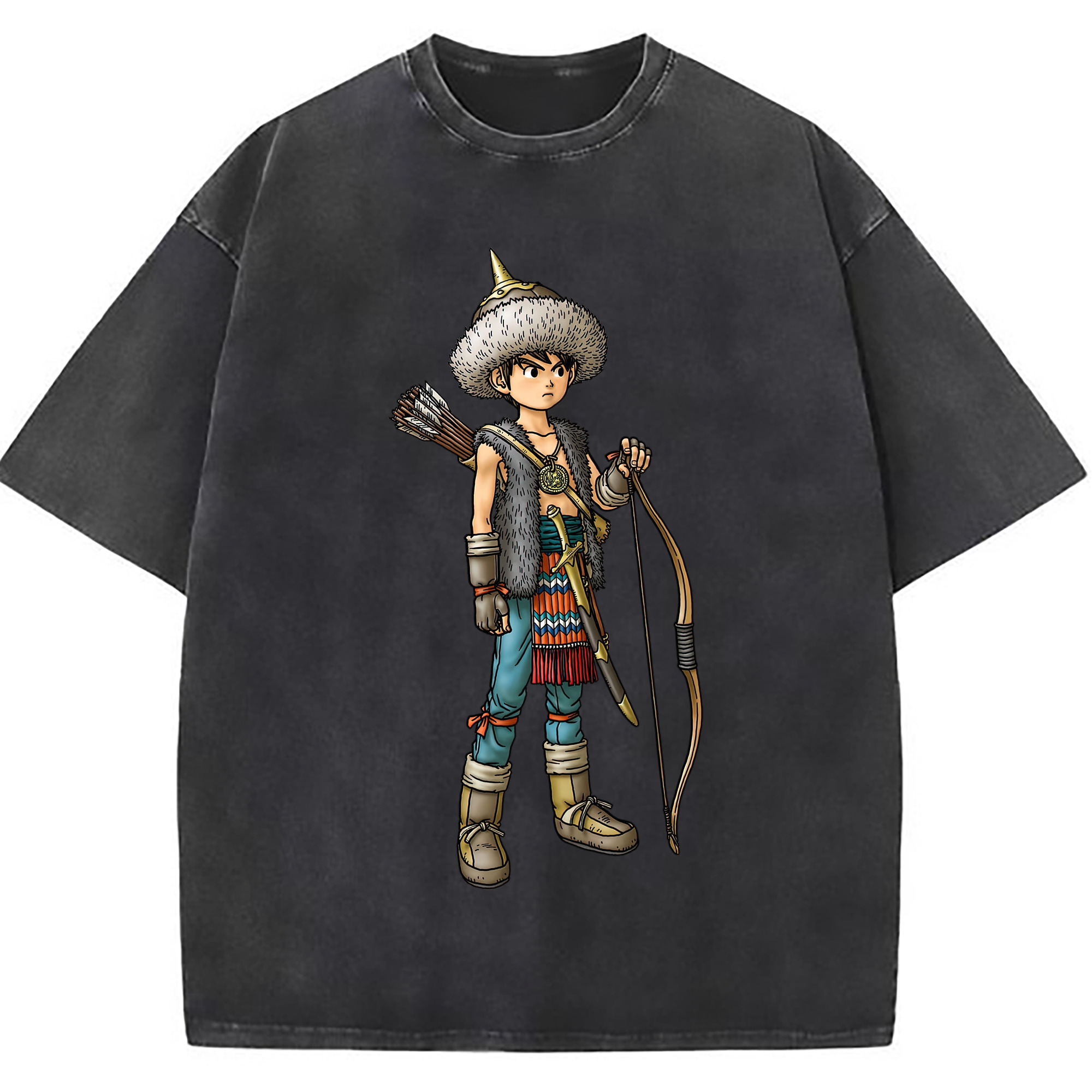 （画像用） ドラゴンクエスト Doragon Kuesuto Dragon Quest 綿100% ヴィンテージ風 半袖Tシャツ（フロントプリント）