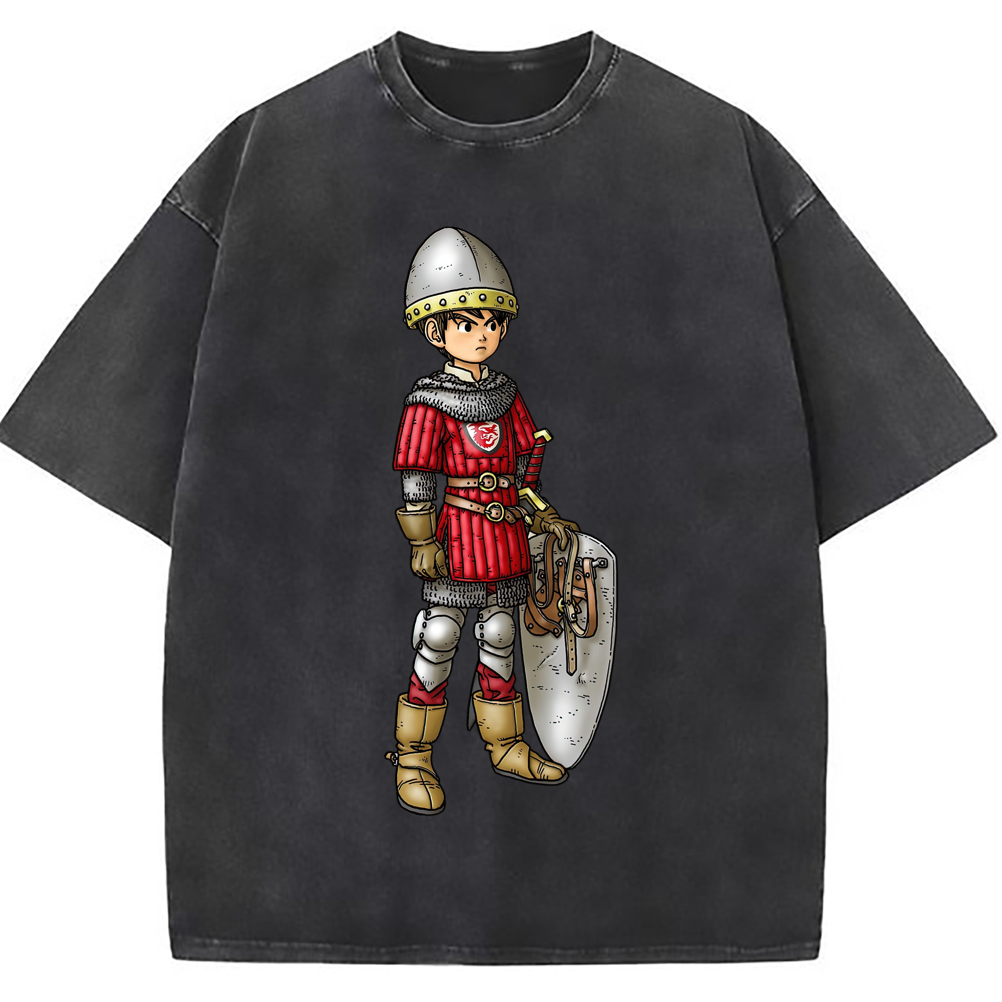 （画像用） ドラゴンクエスト Doragon Kuesuto Dragon Quest 綿100% ヴィンテージ風 半袖Tシャツ（フロントプリント）