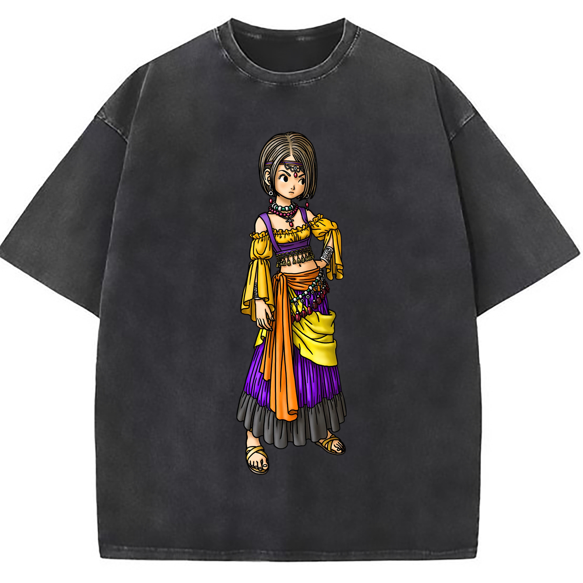 （画像用） ドラゴンクエスト Doragon Kuesuto Dragon Quest 綿100% ヴィンテージ風 半袖Tシャツ（フロントプリント）