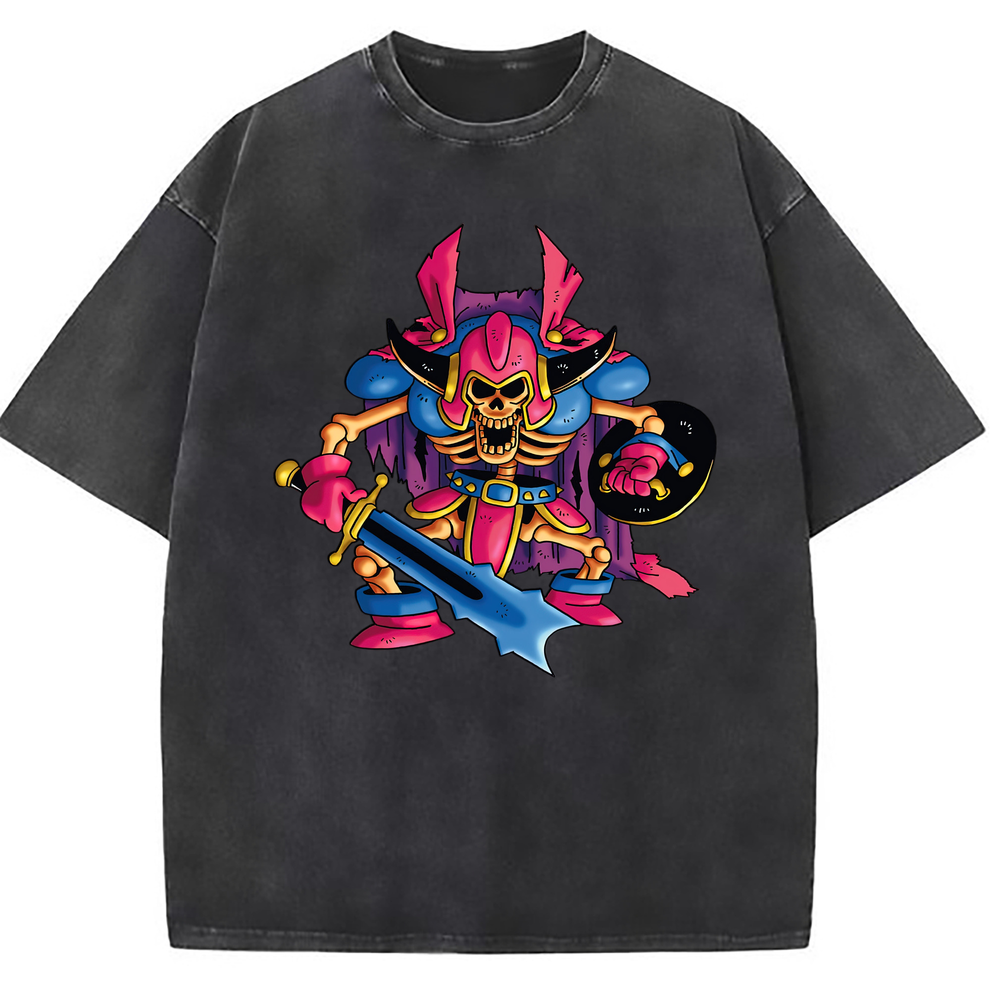 （画像用） ドラゴンクエスト Doragon Kuesuto Dragon Quest 綿100% ヴィンテージ風 半袖Tシャツ（フロントプリント）