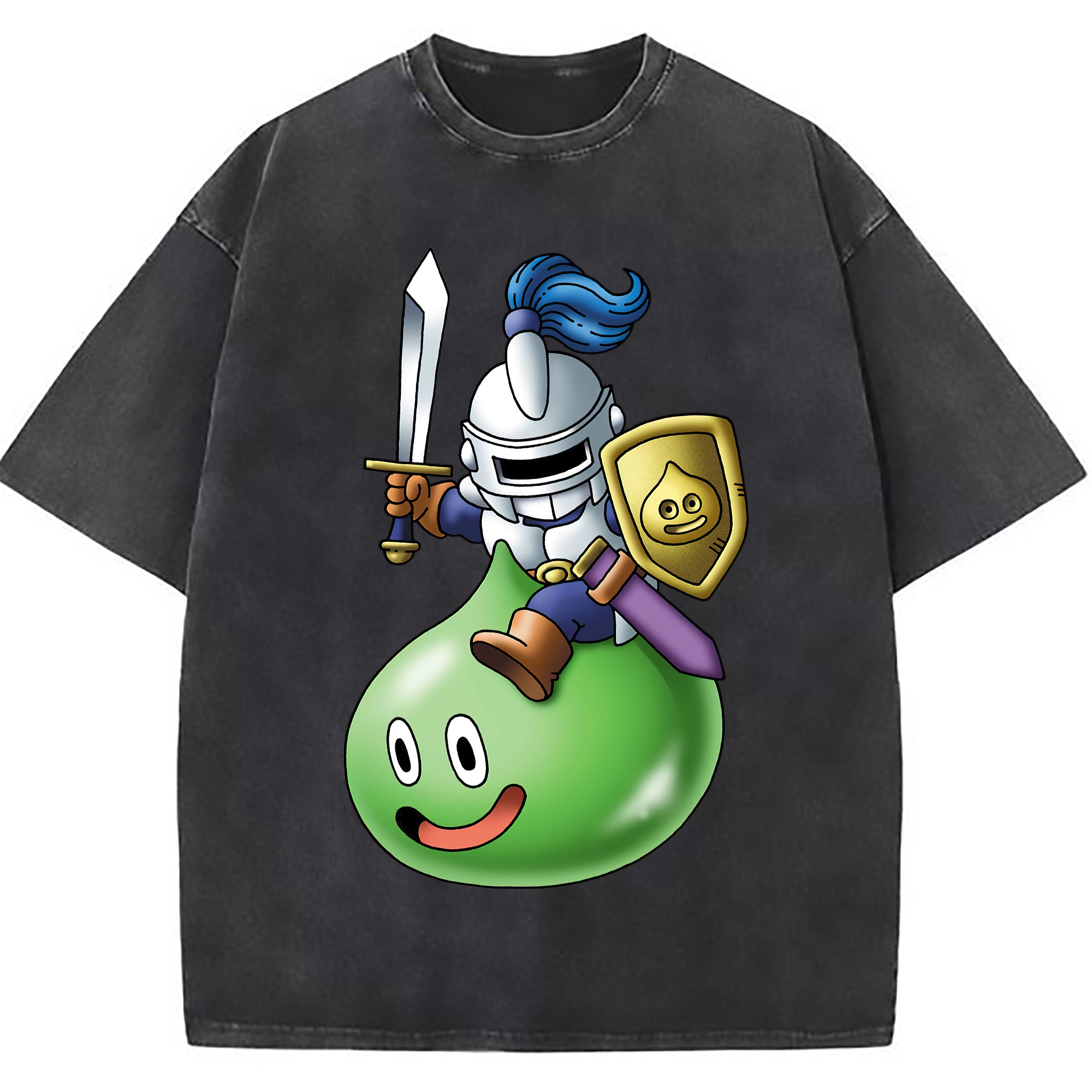 （画像用） ドラゴンクエスト Doragon Kuesuto Dragon Quest 綿100% ヴィンテージ風 半袖Tシャツ（フロントプリント）