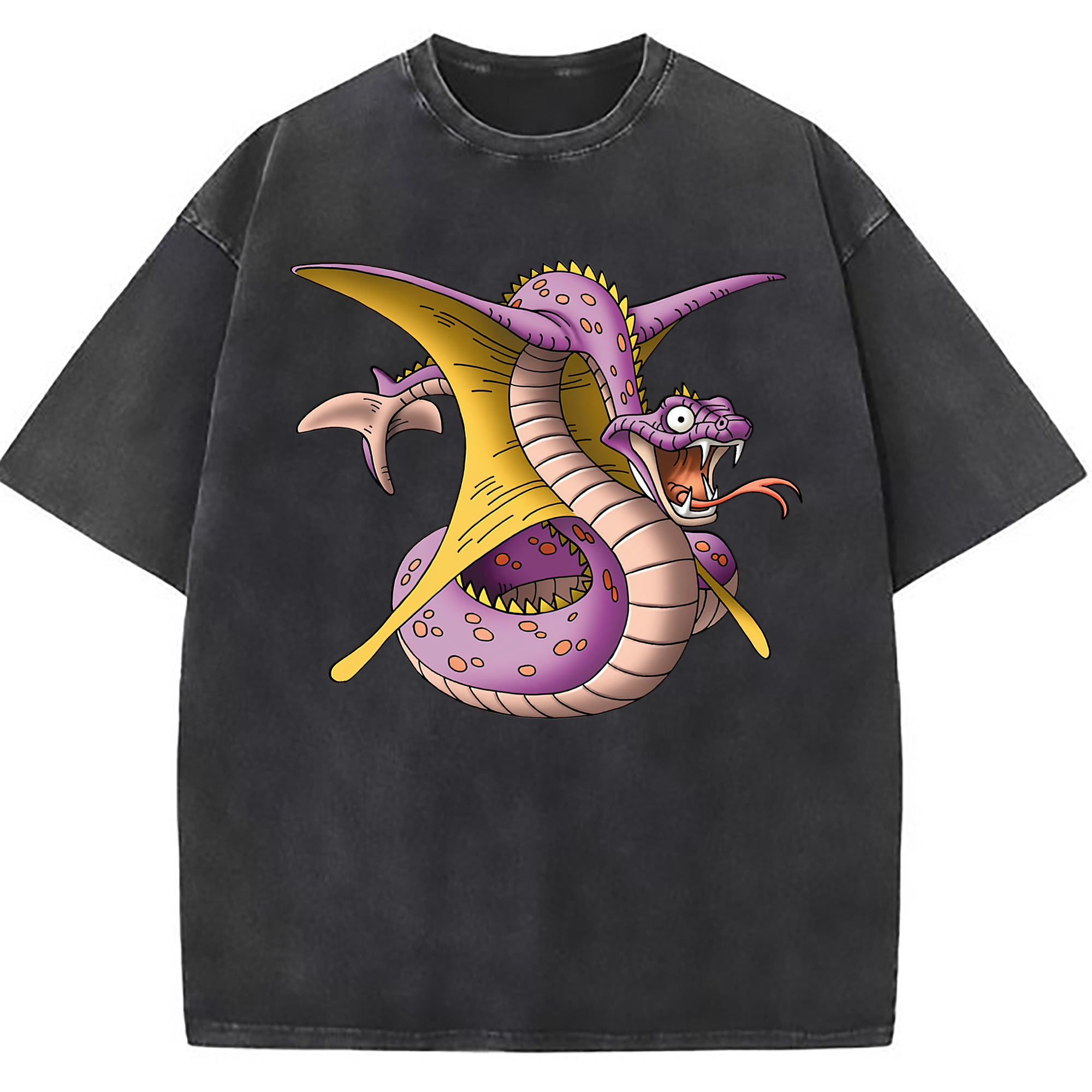 （画像用） ドラゴンクエスト Doragon Kuesuto Dragon Quest 綿100% ヴィンテージ風 半袖Tシャツ（フロントプリント）