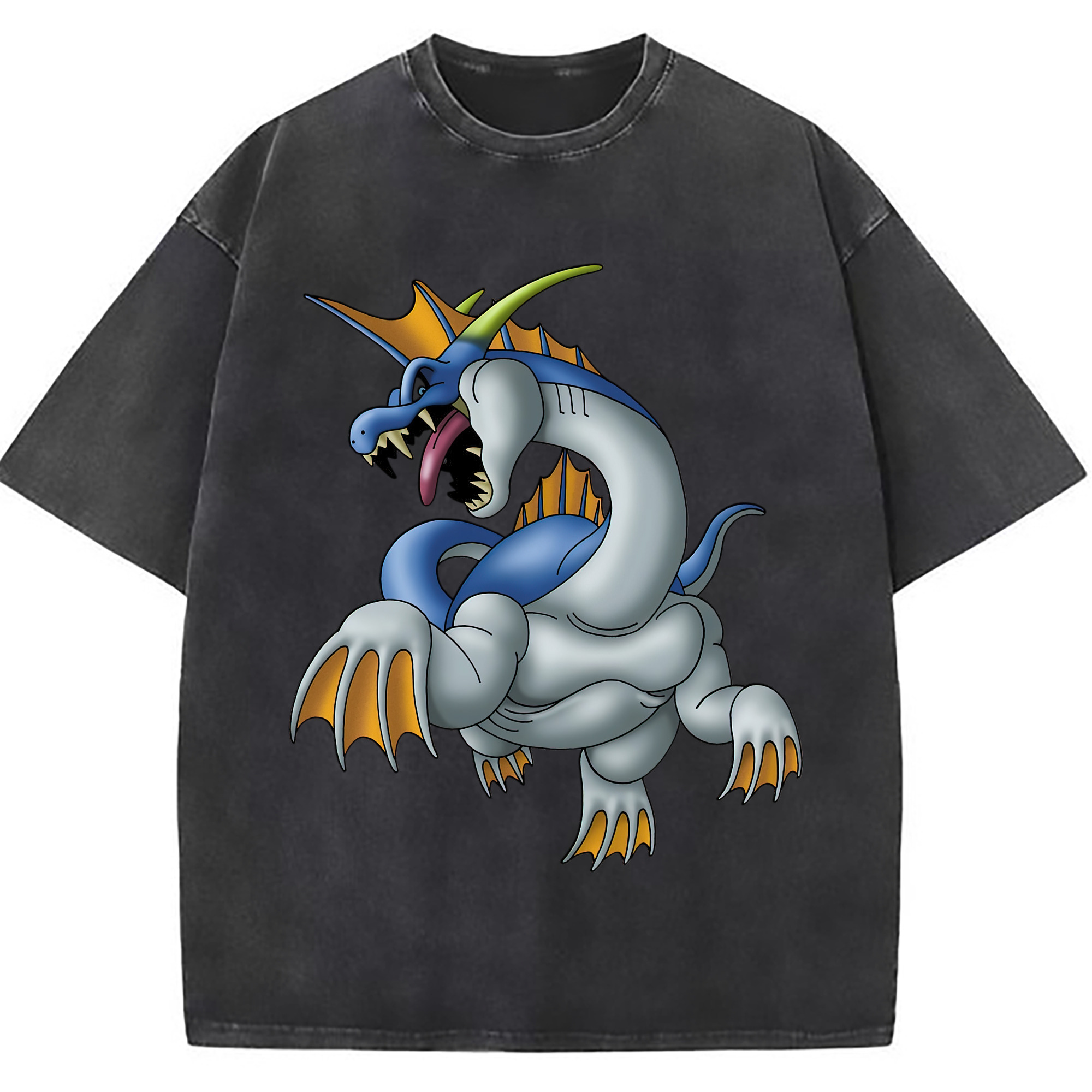（画像用） ドラゴンクエスト Doragon Kuesuto Dragon Quest 綿100% ヴィンテージ風 半袖Tシャツ（フロントプリント）