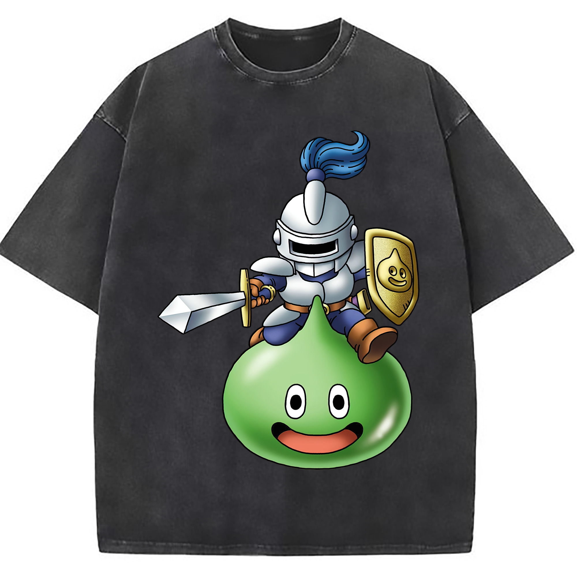 （画像用） ドラゴンクエスト Doragon Kuesuto Dragon Quest 綿100% ヴィンテージ風 半袖Tシャツ（フロントプリント）