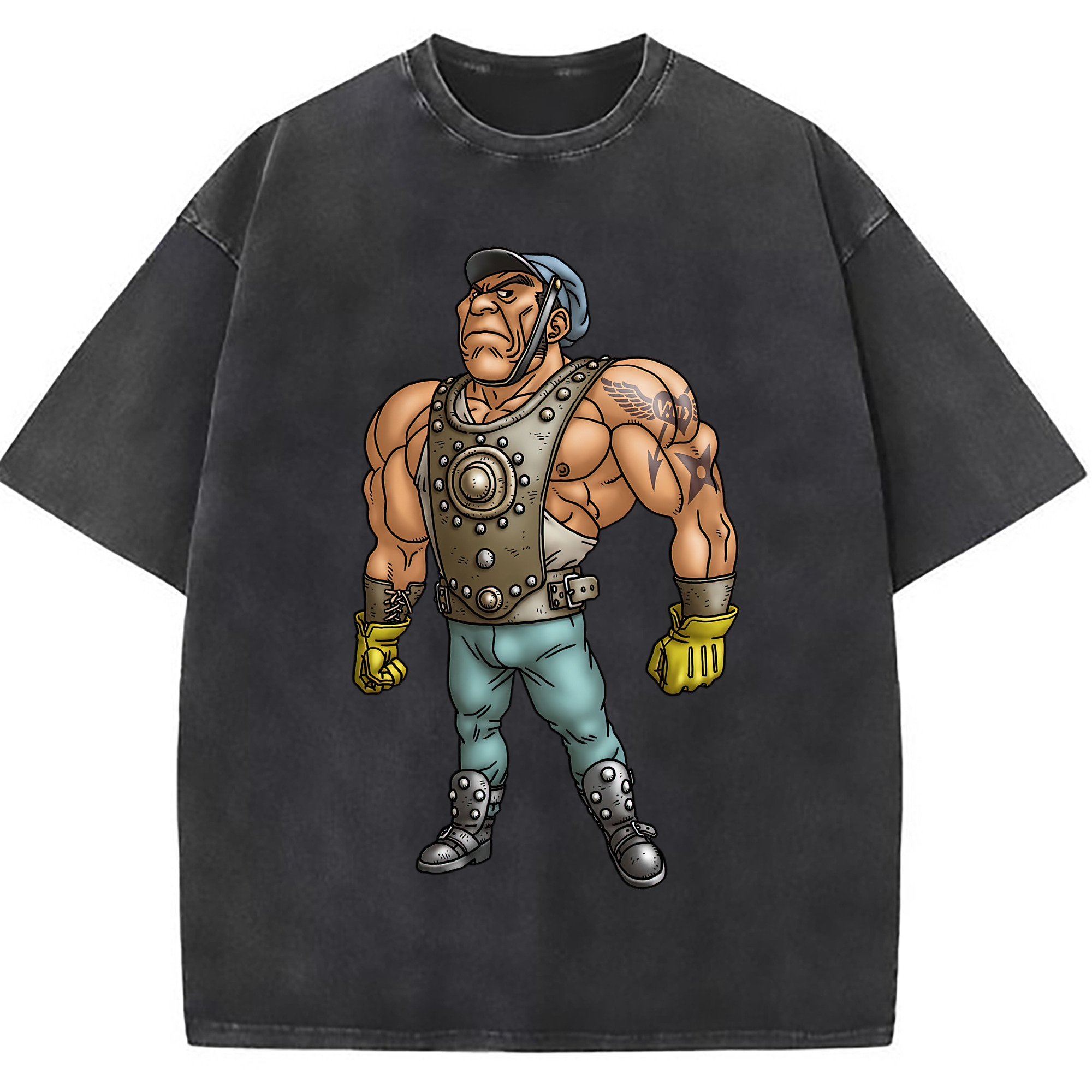 （画像用） ドラゴンクエスト Doragon Kuesuto Dragon Quest 綿100% ヴィンテージ風 半袖Tシャツ（フロントプリント）
