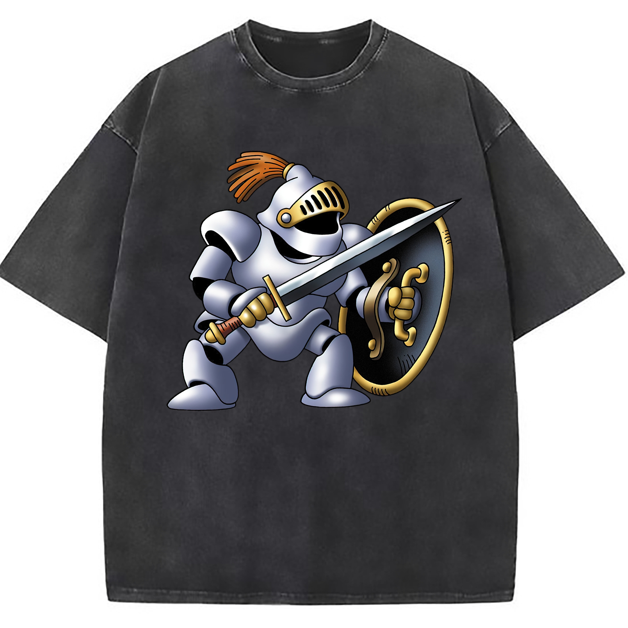 （画像用） ドラゴンクエスト Doragon Kuesuto Dragon Quest 綿100% ヴィンテージ風 半袖Tシャツ（フロントプリント）