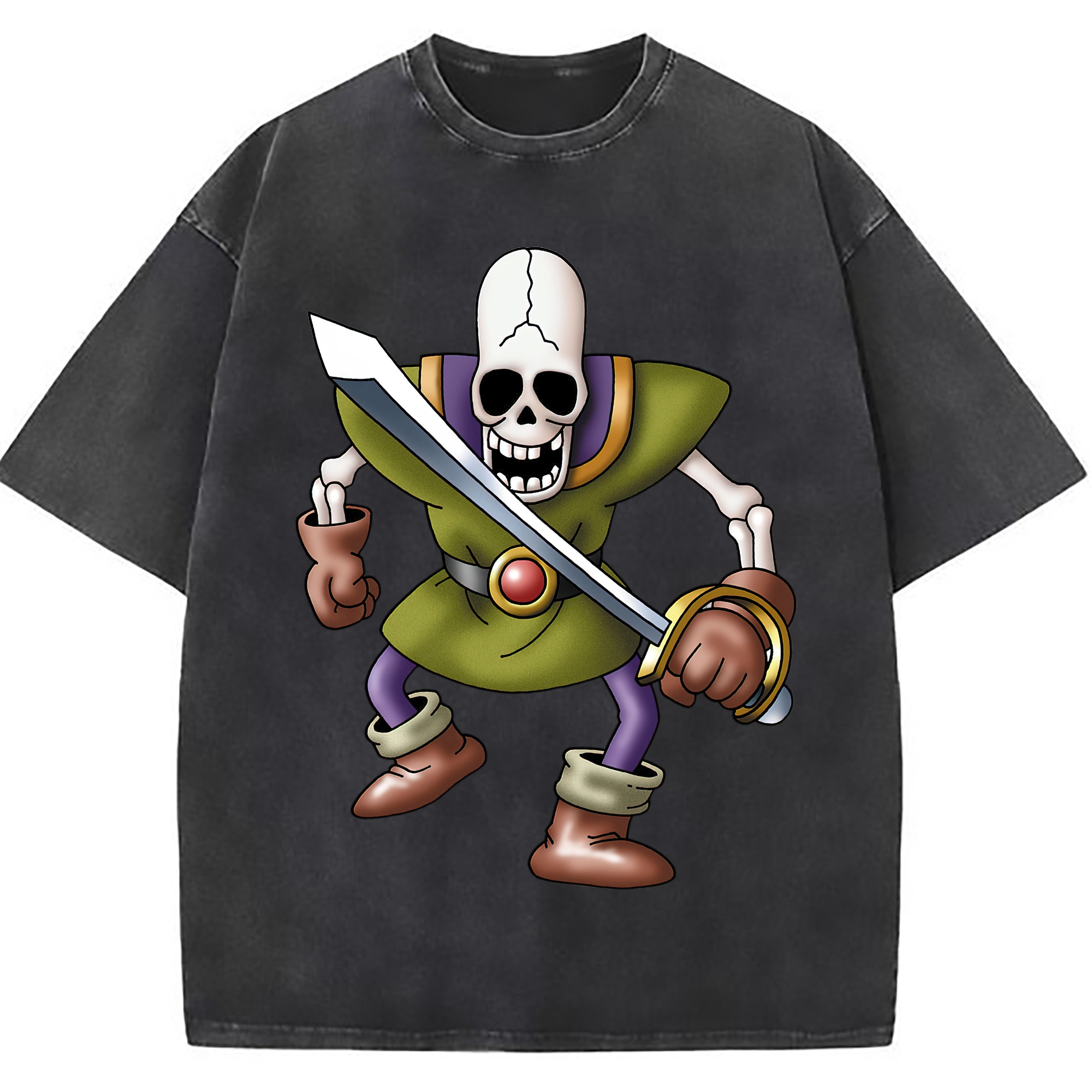 （画像用） ドラゴンクエスト Doragon Kuesuto Dragon Quest 綿100% ヴィンテージ風 半袖Tシャツ（フロントプリント）