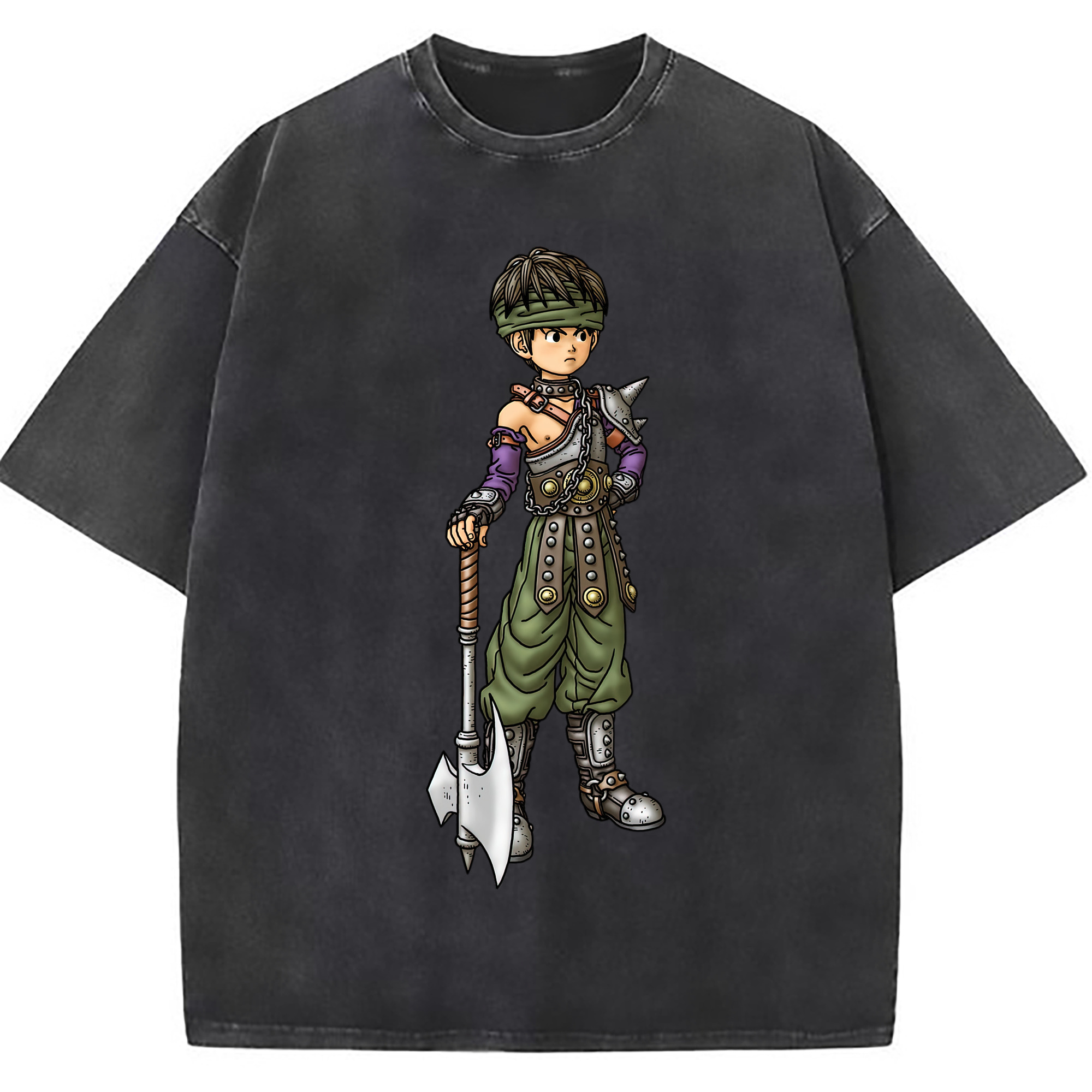 （画像用） ドラゴンクエスト Doragon Kuesuto Dragon Quest 綿100% ヴィンテージ風 半袖Tシャツ（フロントプリント）