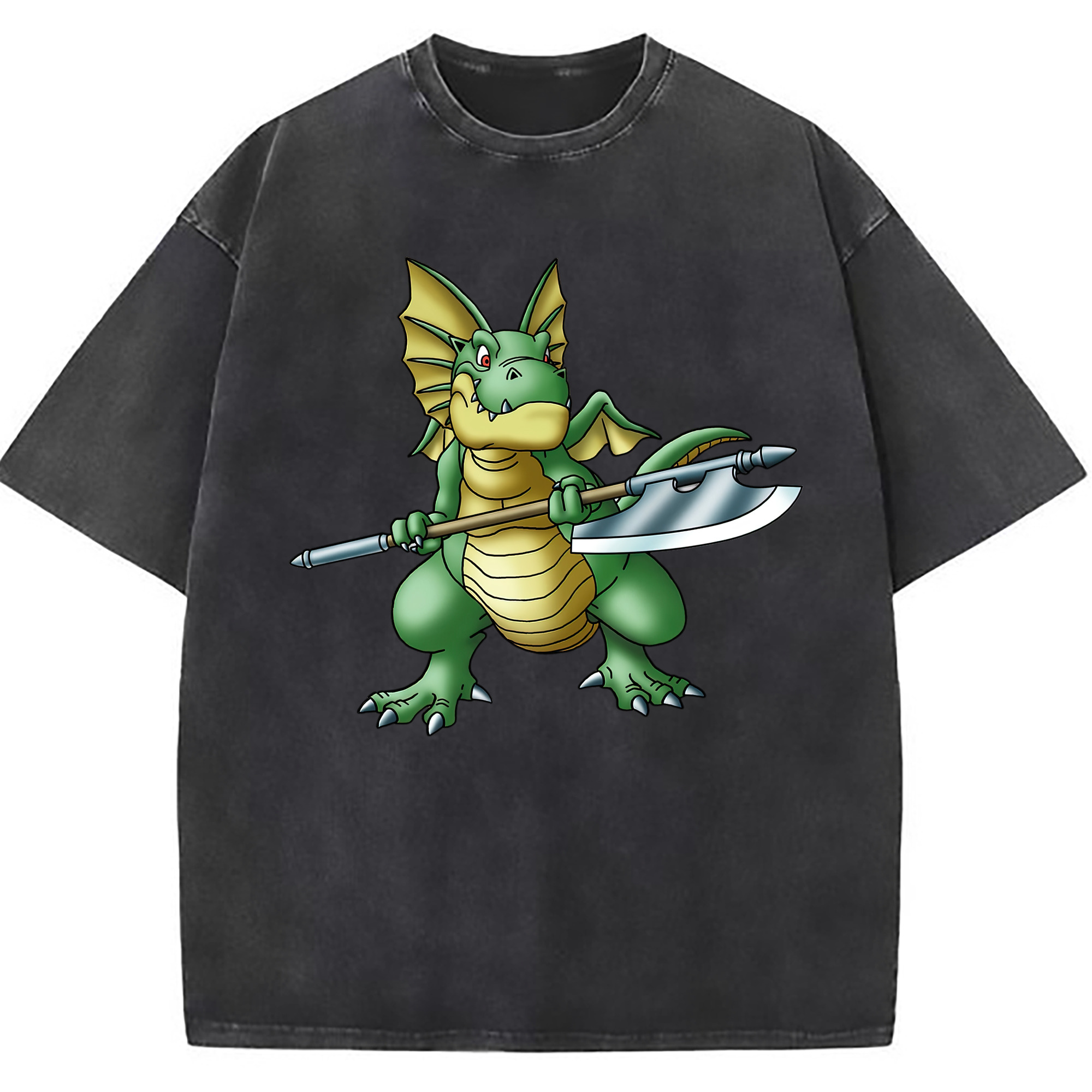 （画像用） ドラゴンクエスト Doragon Kuesuto Dragon Quest 綿100% ヴィンテージ風 半袖Tシャツ（フロントプリント）
