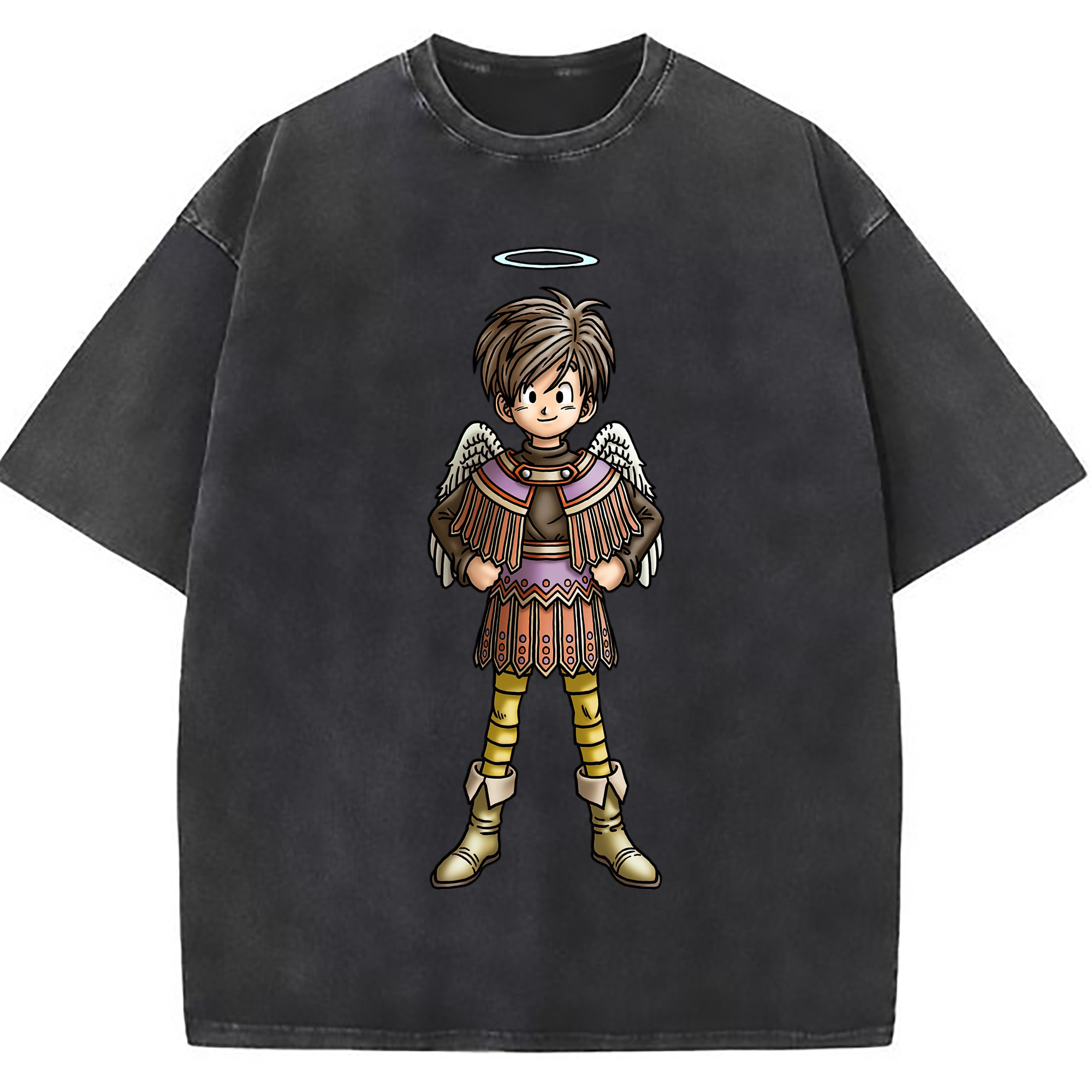 （画像用） ドラゴンクエスト Doragon Kuesuto Dragon Quest 綿100% ヴィンテージ風 半袖Tシャツ（フロントプリント）