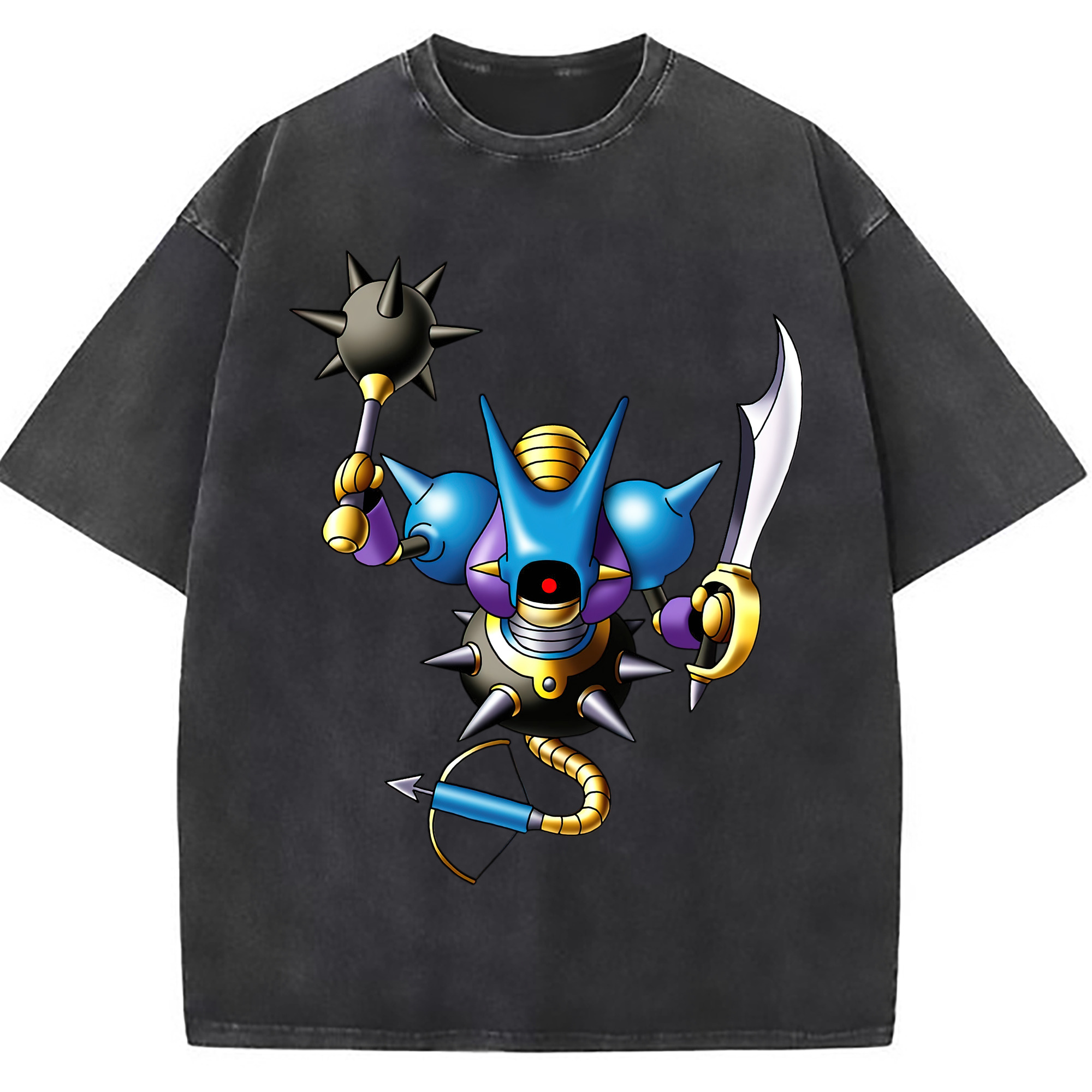 （画像用） ドラゴンクエスト Doragon Kuesuto Dragon Quest 綿100% ヴィンテージ風 半袖Tシャツ（フロントプリント）
