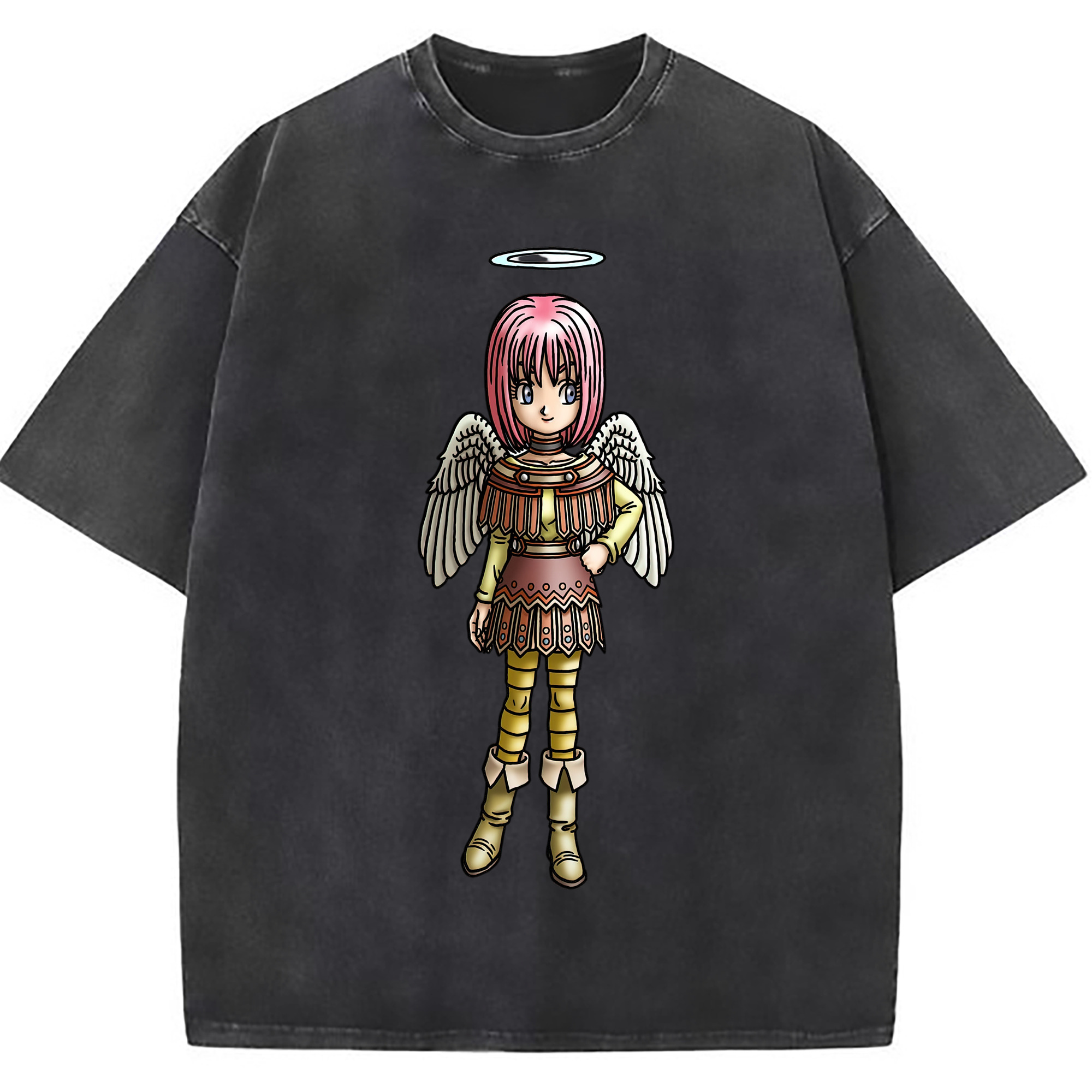 （画像用） ドラゴンクエスト Doragon Kuesuto Dragon Quest 綿100% ヴィンテージ風 半袖Tシャツ（フロントプリント）