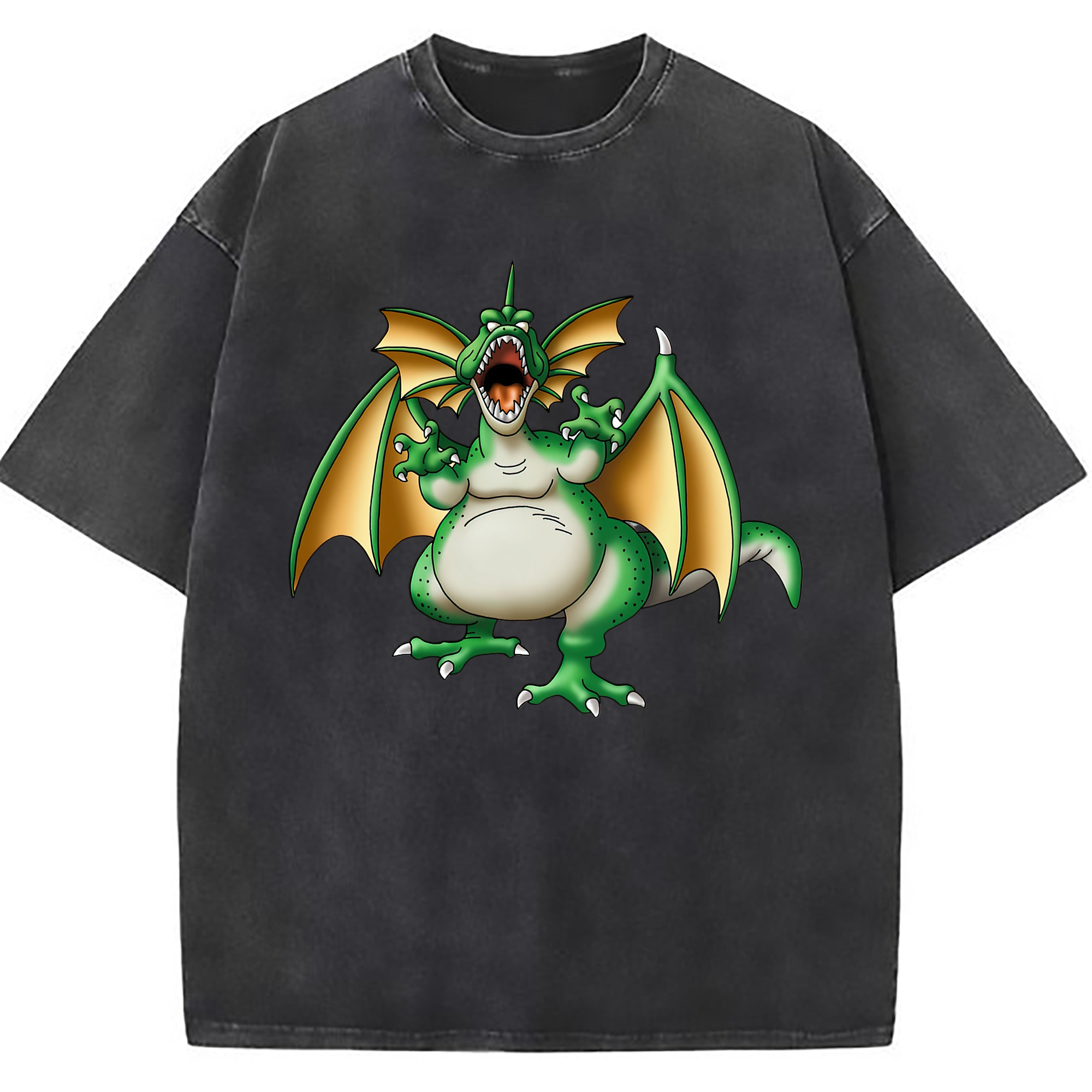 （画像用） ドラゴンクエスト Doragon Kuesuto Dragon Quest 綿100% ヴィンテージ風 半袖Tシャツ（フロントプリント）