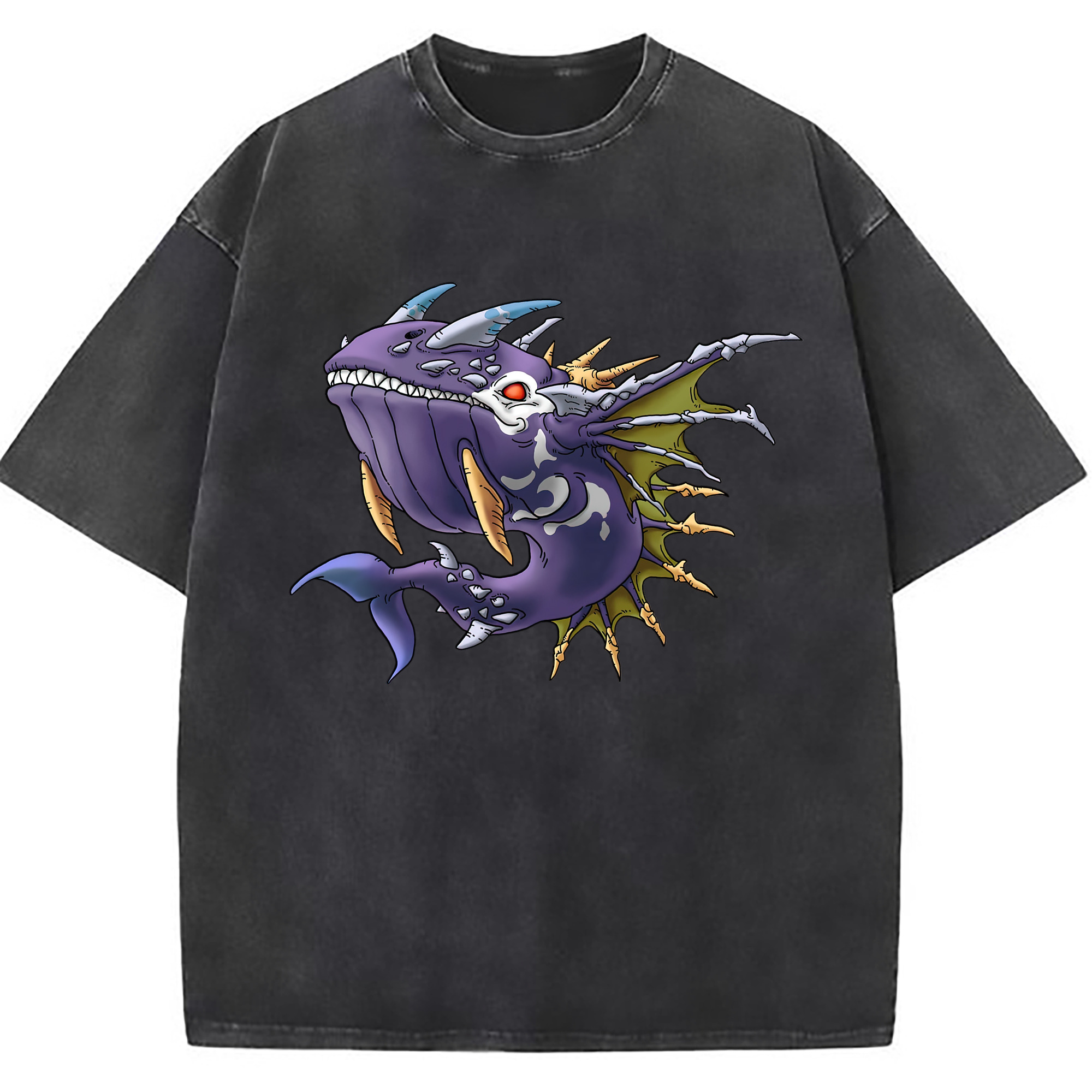 （画像用） ドラゴンクエスト Doragon Kuesuto Dragon Quest 綿100% ヴィンテージ風 半袖Tシャツ（フロントプリント）