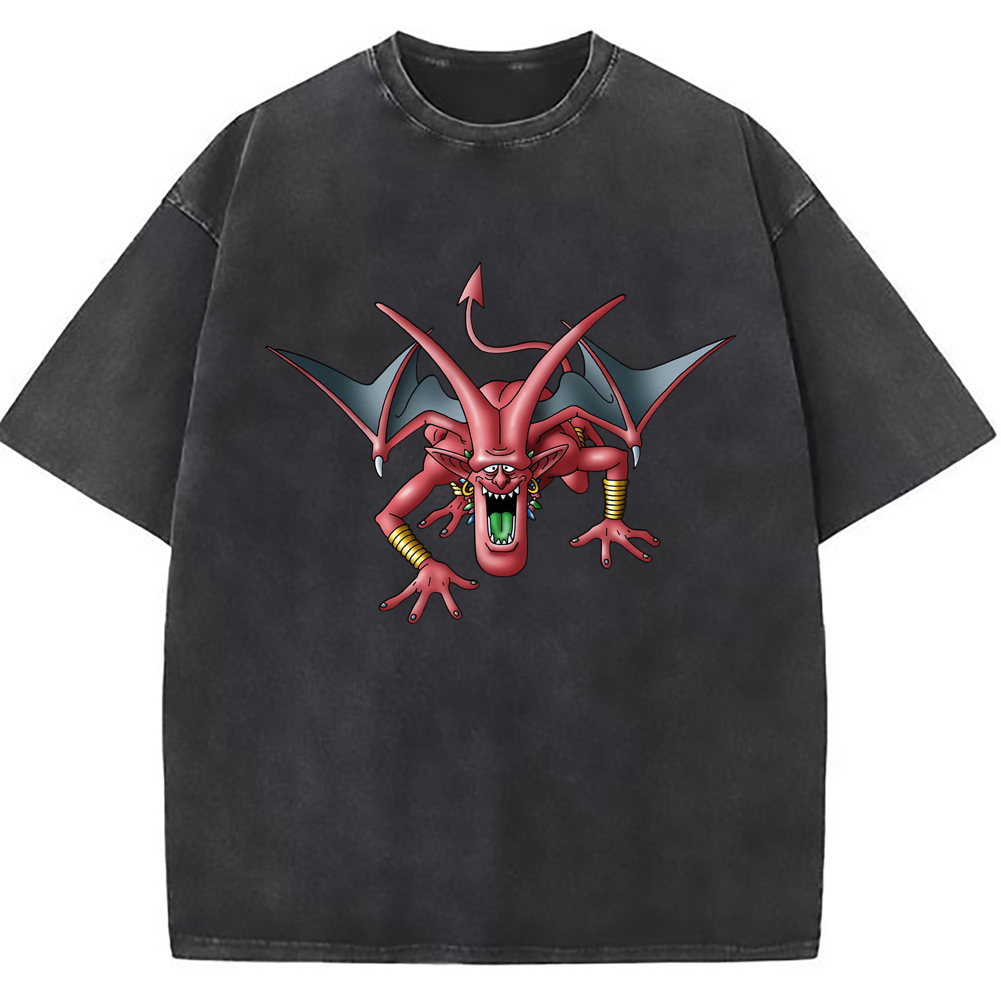 （画像用） ドラゴンクエスト Doragon Kuesuto Dragon Quest 綿100% ヴィンテージ風 半袖Tシャツ（フロントプリント）