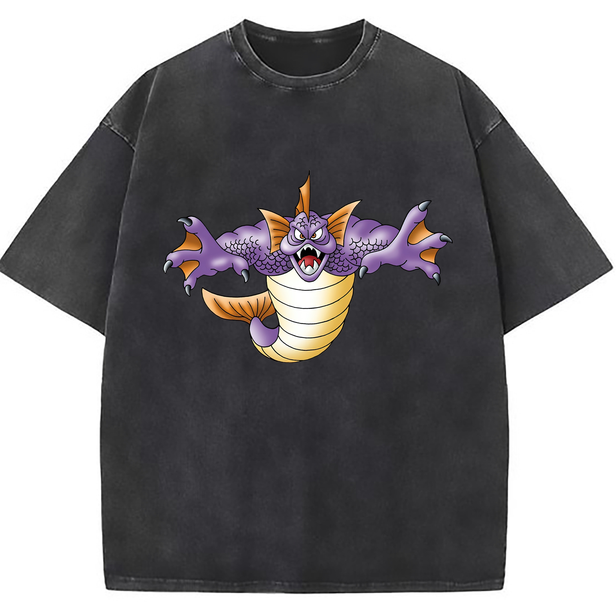 （画像用） ドラゴンクエスト Doragon Kuesuto Dragon Quest 綿100% ヴィンテージ風 半袖Tシャツ（フロントプリント）