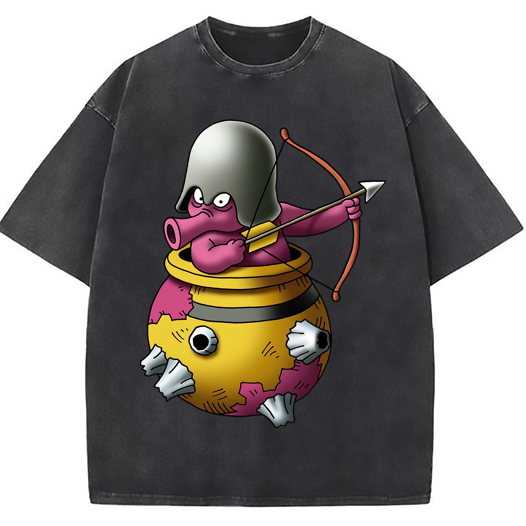 （画像用） ドラゴンクエスト Doragon Kuesuto Dragon Quest 綿100% ヴィンテージ風 半袖Tシャツ（フロントプリント）