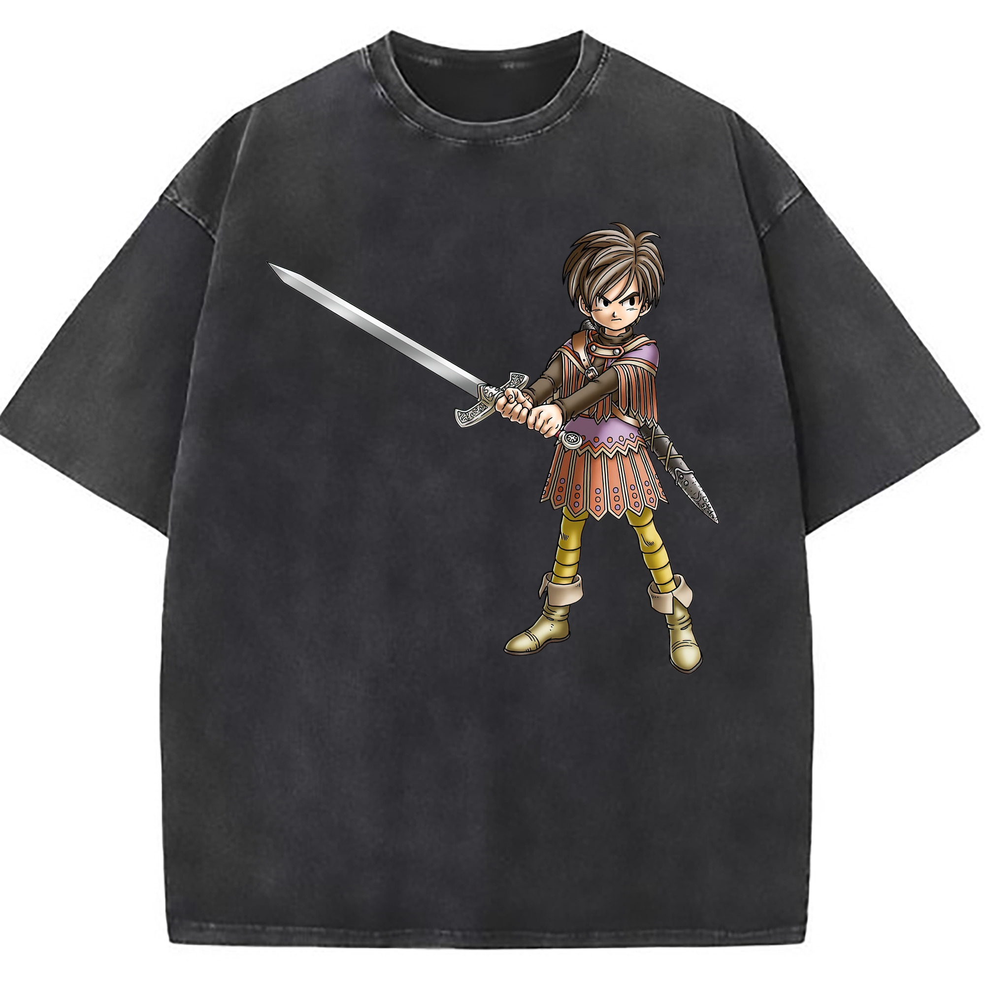 （画像用） ドラゴンクエスト Doragon Kuesuto Dragon Quest 綿100% ヴィンテージ風 半袖Tシャツ（フロントプリント）