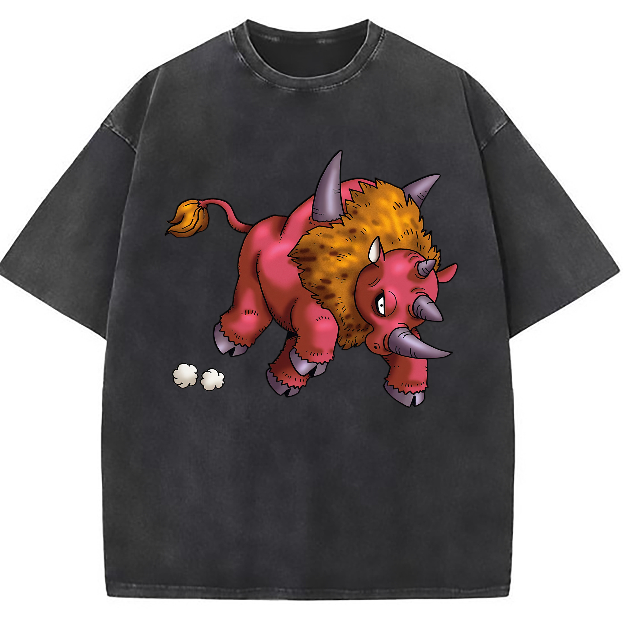 （画像用） ドラゴンクエスト Doragon Kuesuto Dragon Quest 綿100% ヴィンテージ風 半袖Tシャツ（フロントプリント）