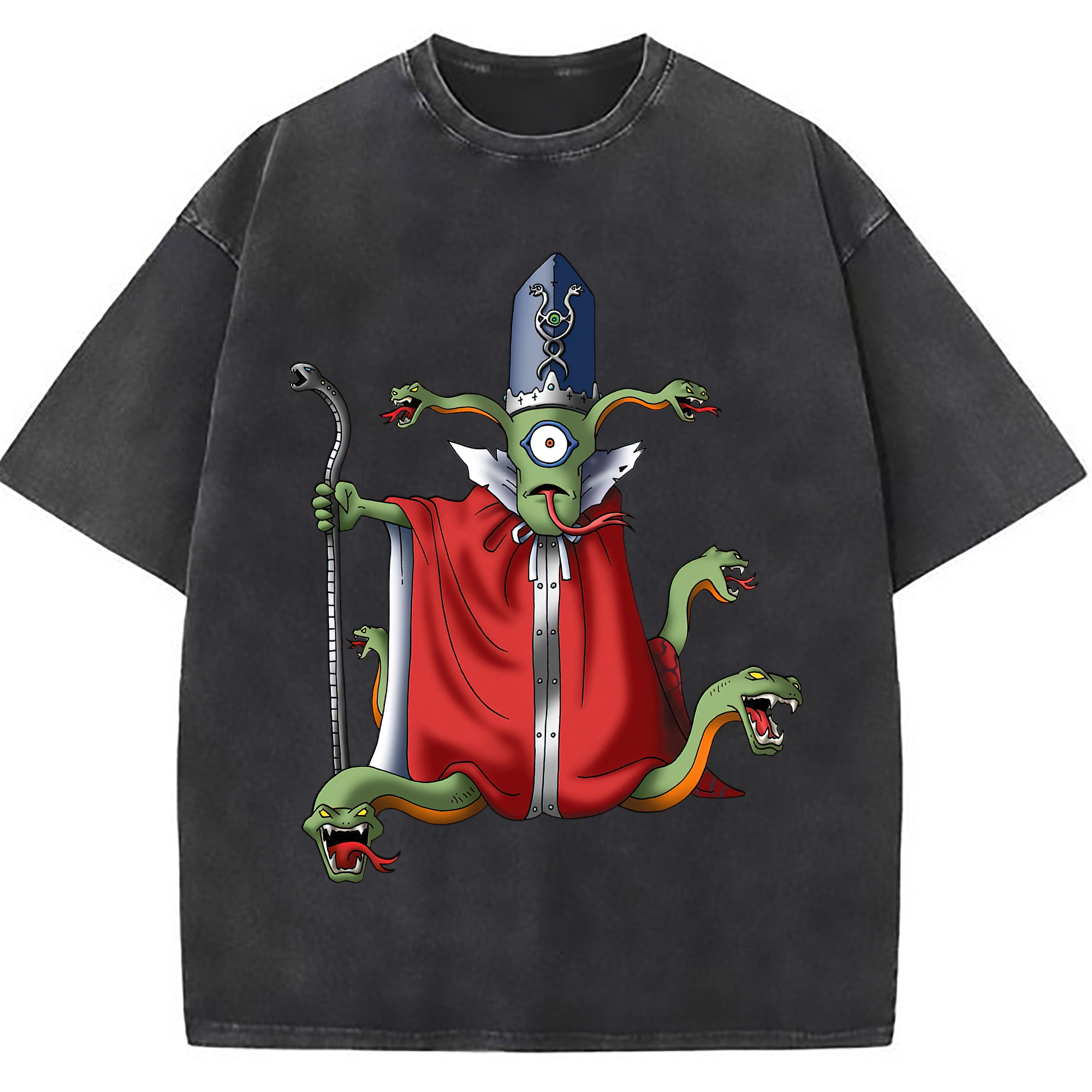 （画像用） ドラゴンクエスト Doragon Kuesuto Dragon Quest 綿100% ヴィンテージ風 半袖Tシャツ（フロントプリント）