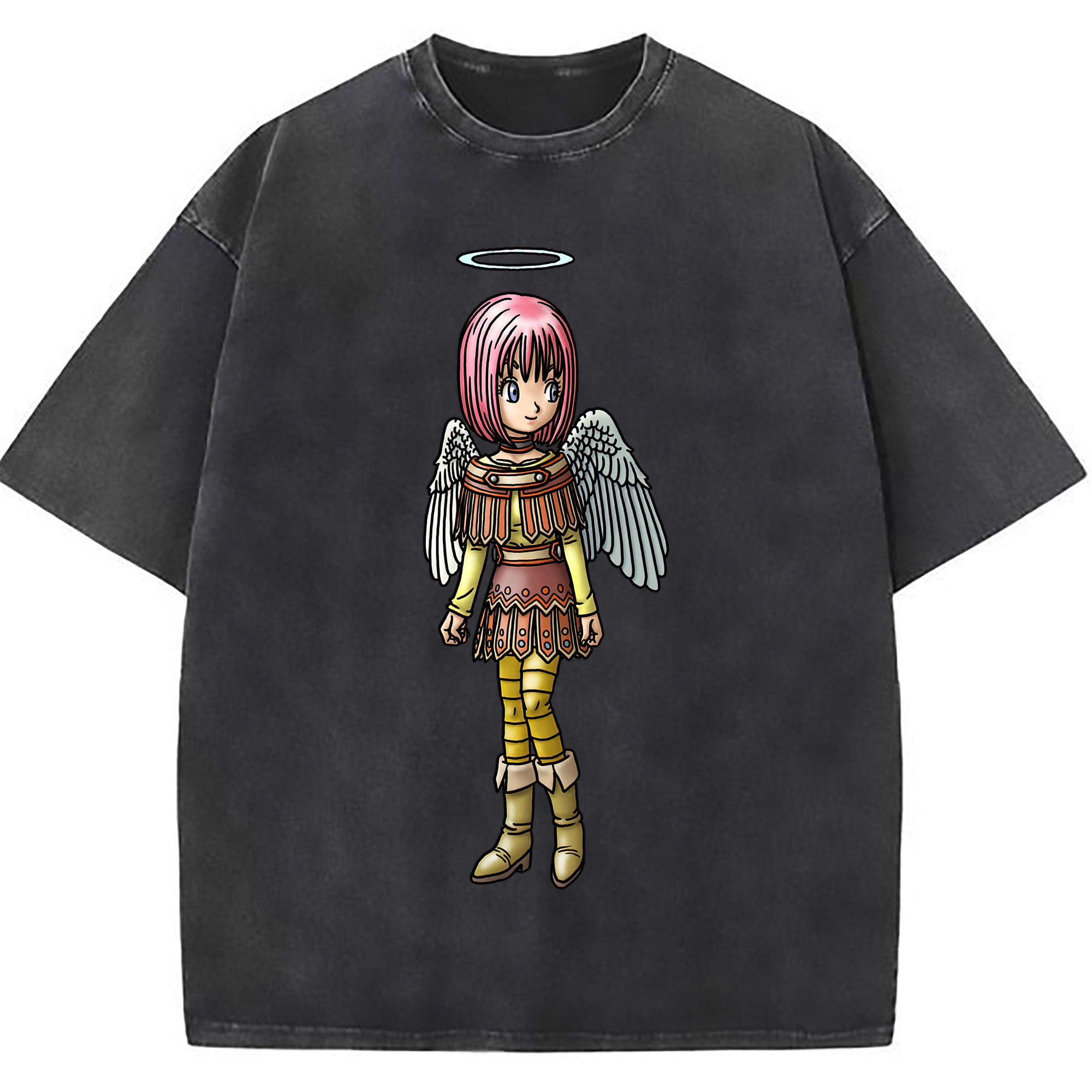 （画像用） ドラゴンクエスト Doragon Kuesuto Dragon Quest 綿100% ヴィンテージ風 半袖Tシャツ（フロントプリント）