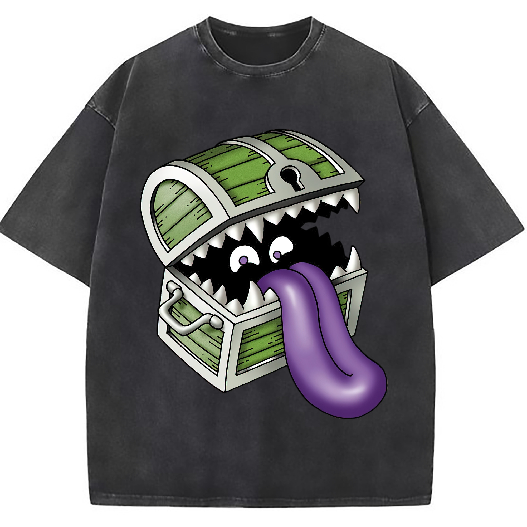 （画像用） ドラゴンクエスト Doragon Kuesuto Dragon Quest 綿100% ヴィンテージ風 半袖Tシャツ（フロントプリント）