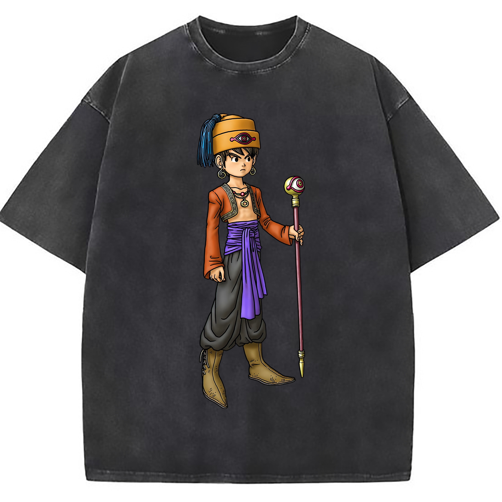 （画像用） ドラゴンクエスト Doragon Kuesuto Dragon Quest 綿100% ヴィンテージ風 半袖Tシャツ（フロントプリント）