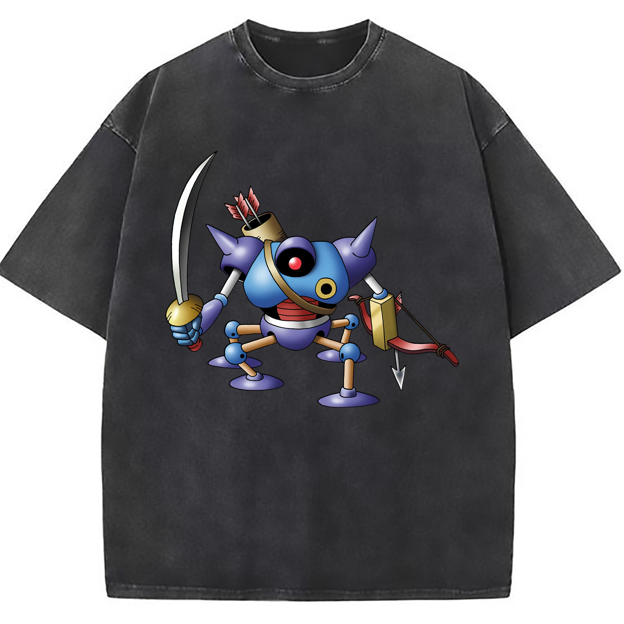（画像用） ドラゴンクエスト Doragon Kuesuto Dragon Quest 綿100% ヴィンテージ風 半袖Tシャツ（フロントプリント）