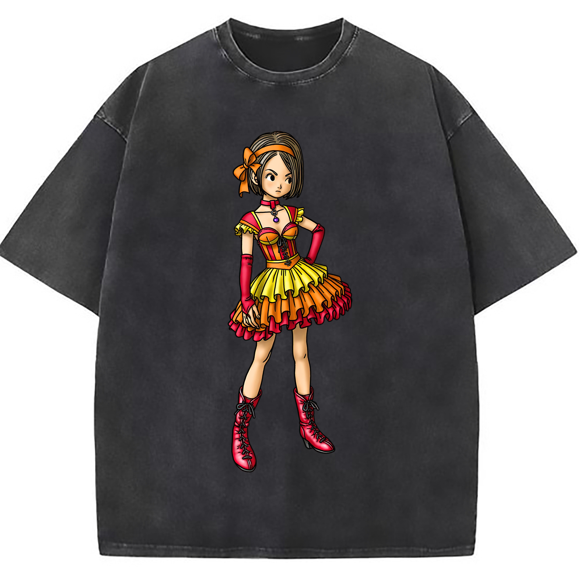 （画像用） ドラゴンクエスト Doragon Kuesuto Dragon Quest 綿100% ヴィンテージ風 半袖Tシャツ（フロントプリント）
