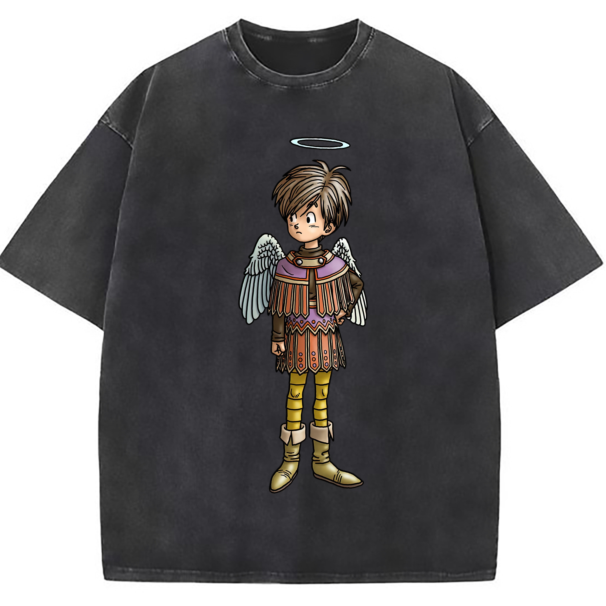 （画像用） ドラゴンクエスト Doragon Kuesuto Dragon Quest 綿100% ヴィンテージ風 半袖Tシャツ（フロントプリント）