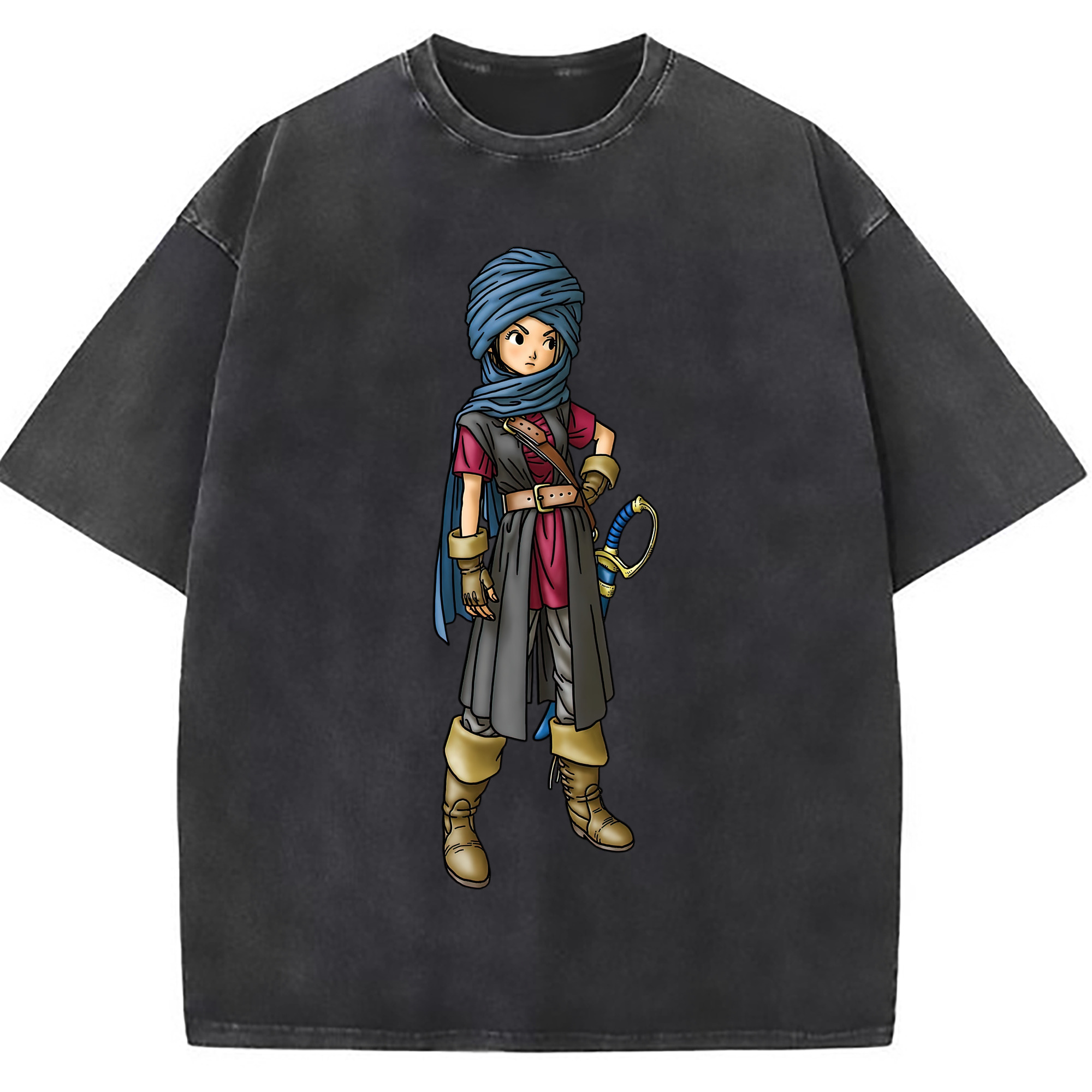 （画像用） ドラゴンクエスト Doragon Kuesuto Dragon Quest 綿100% ヴィンテージ風 半袖Tシャツ（フロントプリント）