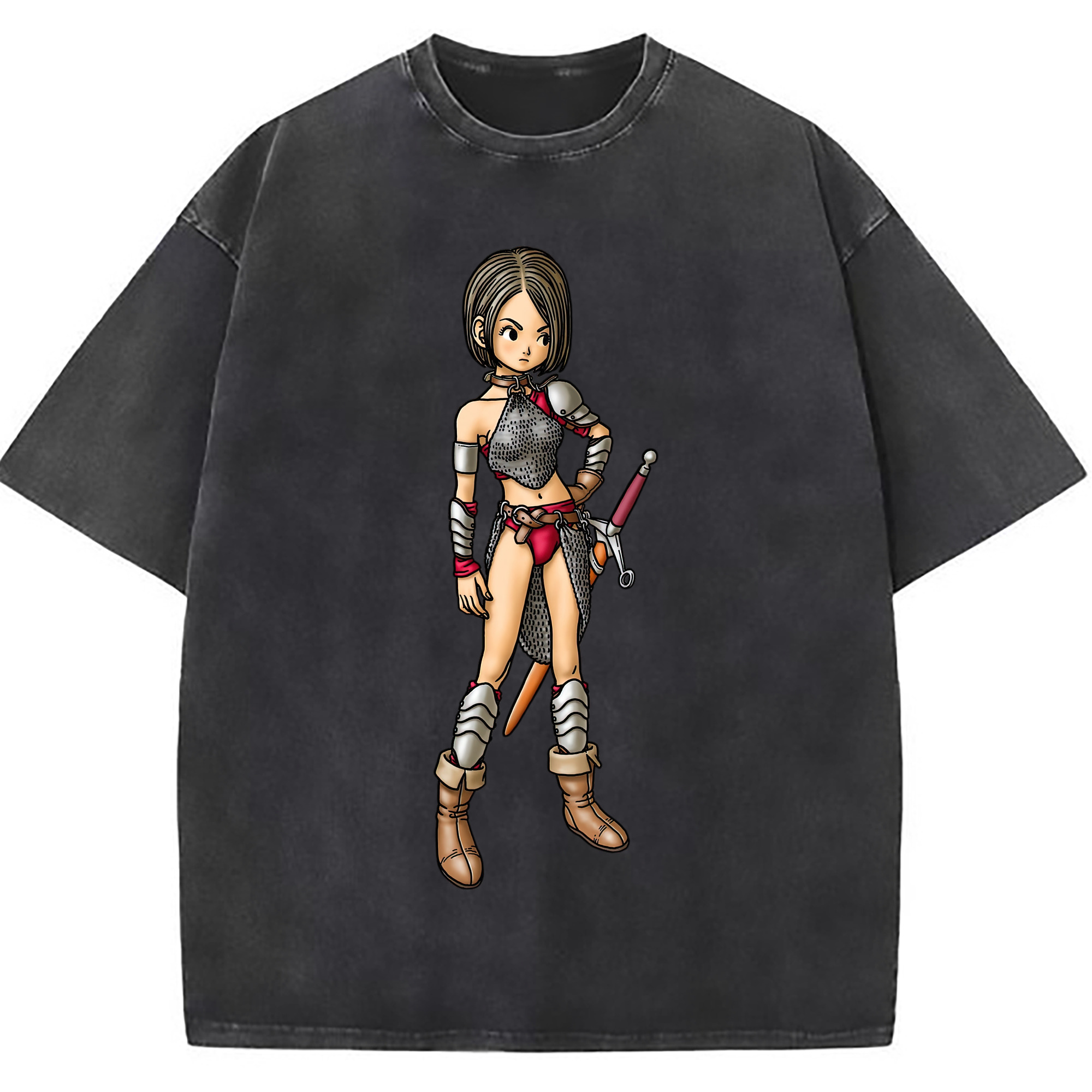 （画像用） ドラゴンクエスト Doragon Kuesuto Dragon Quest 綿100% ヴィンテージ風 半袖Tシャツ（フロントプリント）