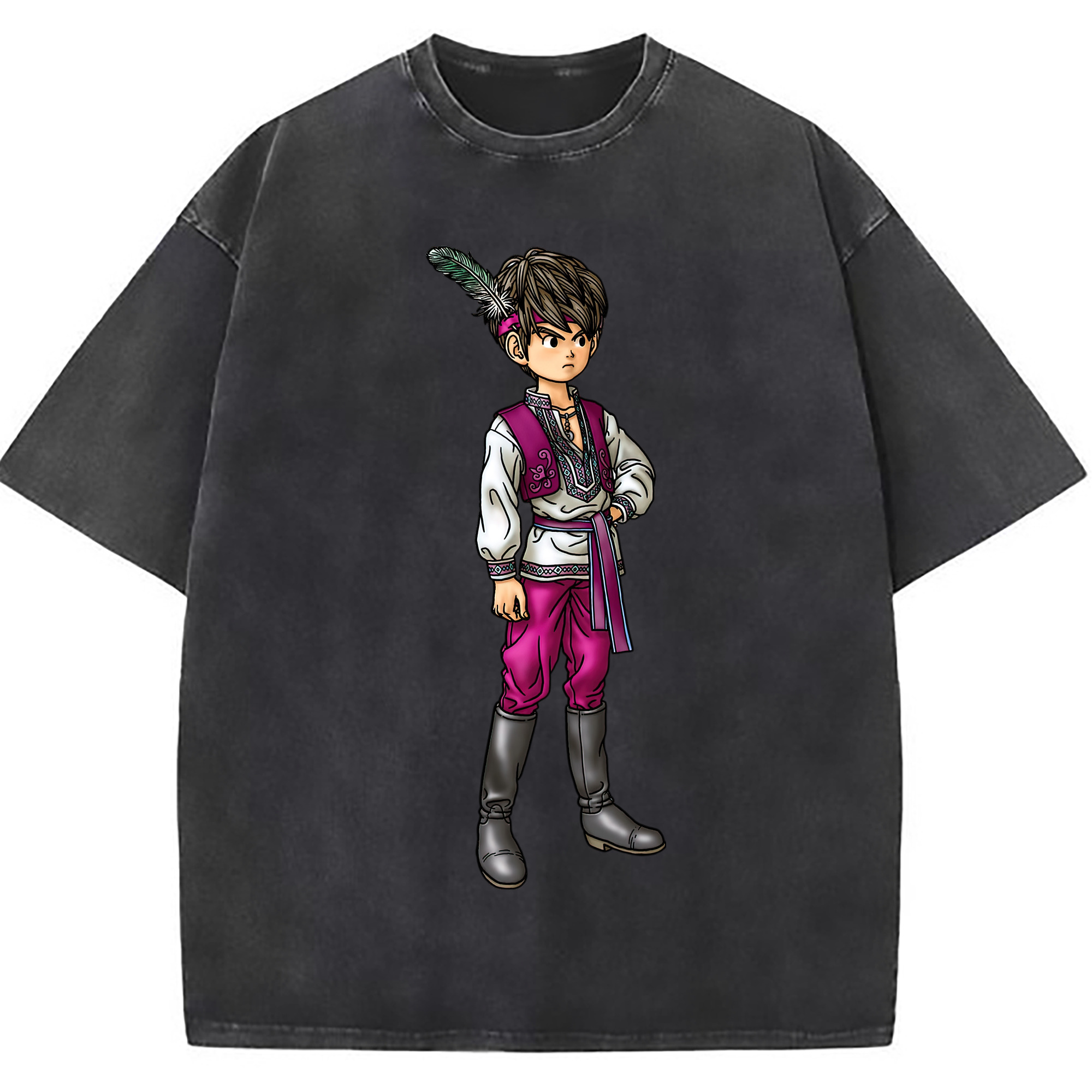 （画像用） ドラゴンクエスト Doragon Kuesuto Dragon Quest 綿100% ヴィンテージ風 半袖Tシャツ（フロントプリント）