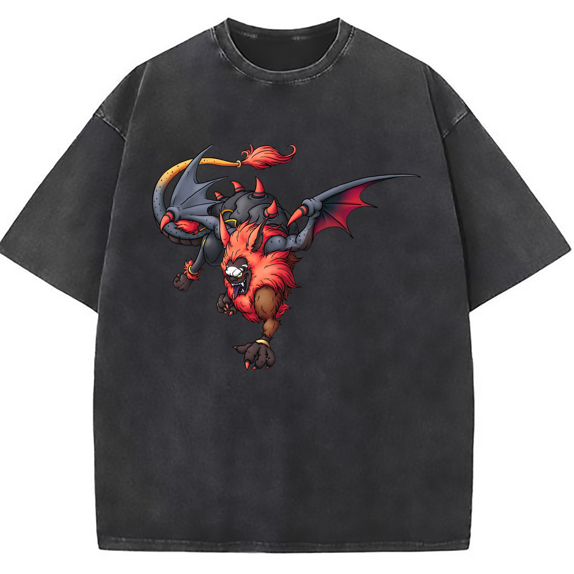 （画像用） ドラゴンクエスト Doragon Kuesuto Dragon Quest 綿100% ヴィンテージ風 半袖Tシャツ（フロントプリント）