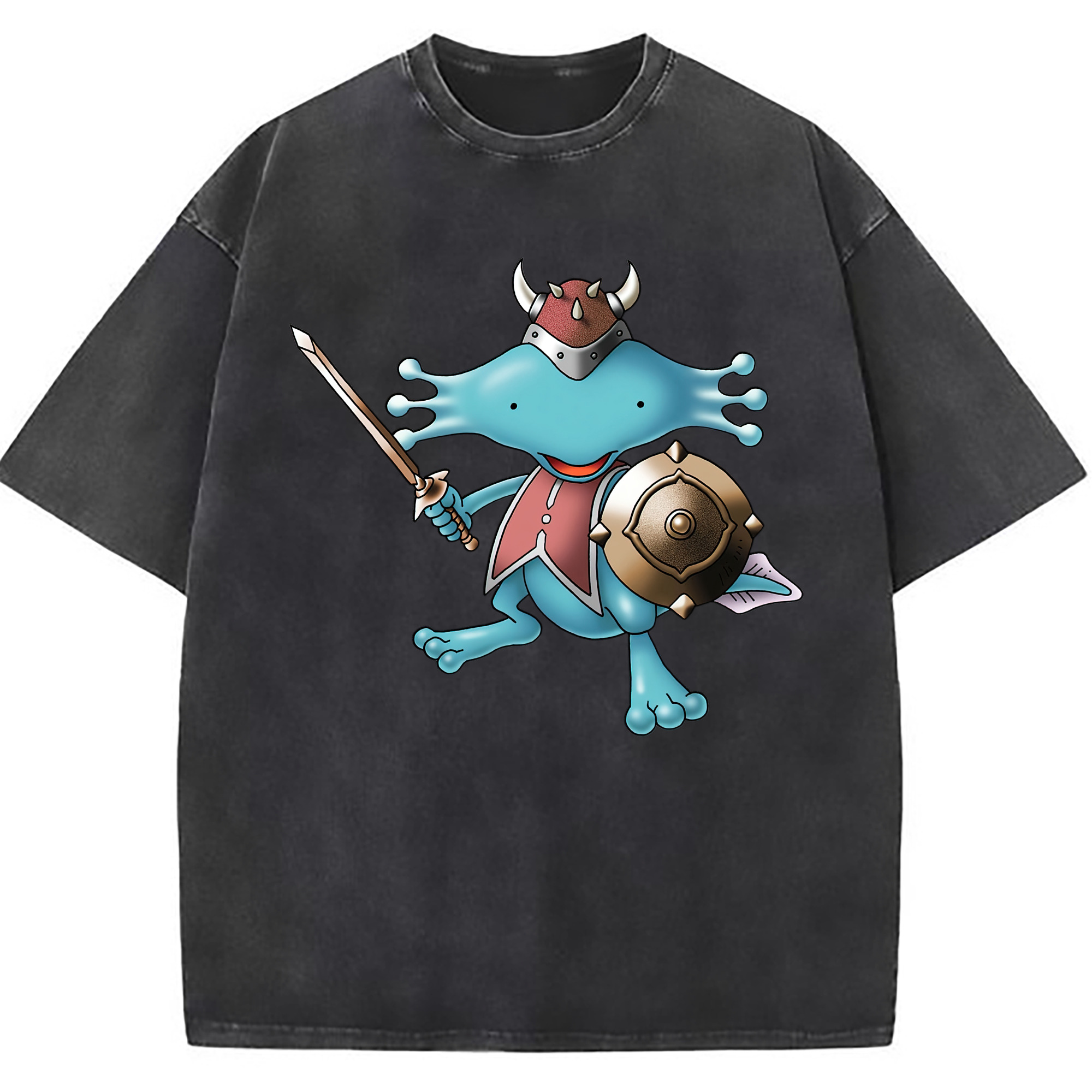 （画像用） ドラゴンクエスト Doragon Kuesuto Dragon Quest 綿100% ヴィンテージ風 半袖Tシャツ（フロントプリント）