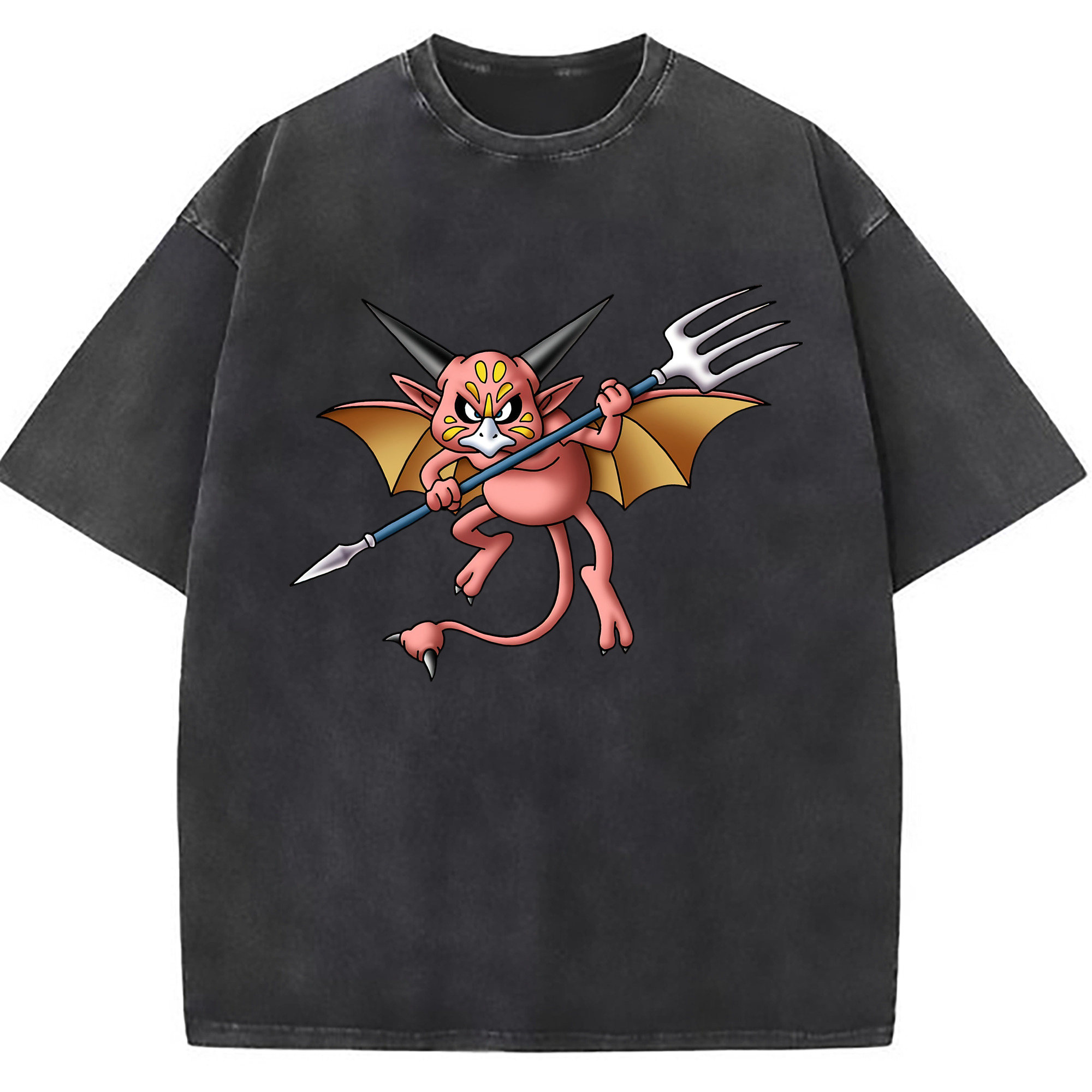 （画像用） ドラゴンクエスト Doragon Kuesuto Dragon Quest 綿100% ヴィンテージ風 半袖Tシャツ（フロントプリント）