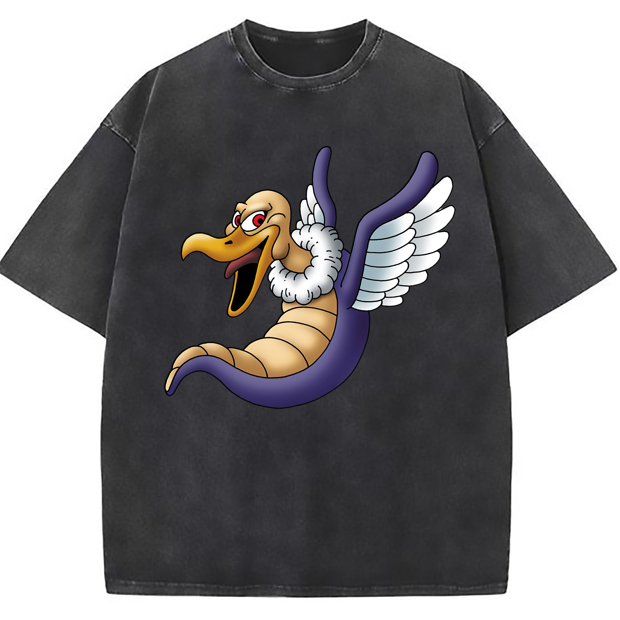 （画像用） ドラゴンクエスト Doragon Kuesuto Dragon Quest 綿100% ヴィンテージ風 半袖Tシャツ（フロントプリント）
