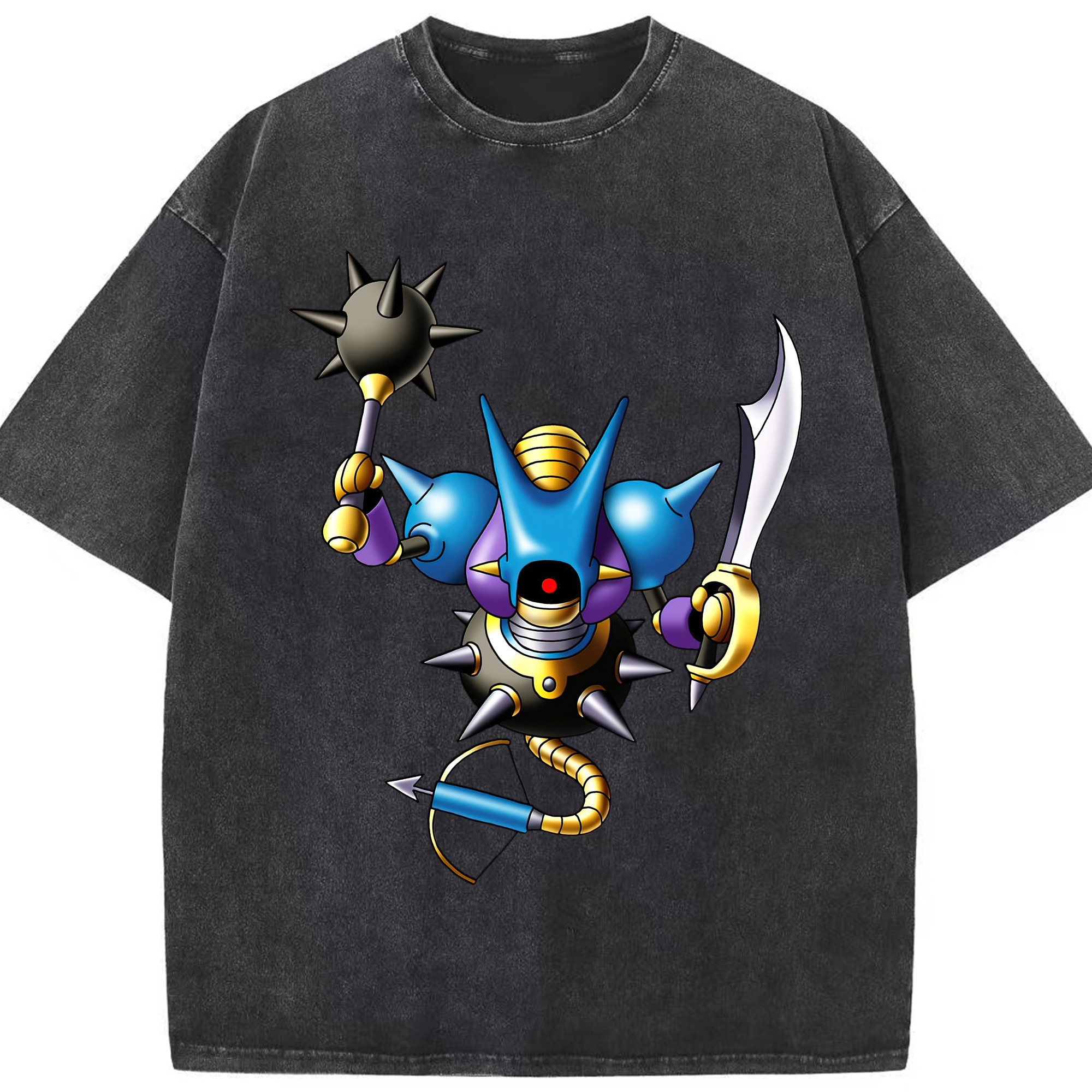 （画像用） ドラゴンクエスト Doragon Kuesuto Dragon Quest 綿100% ヴィンテージ風 半袖Tシャツ（フロントプリント）
