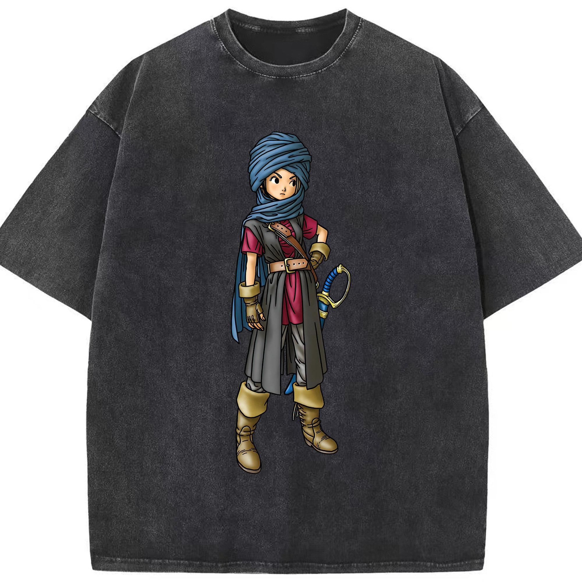 （画像用） ドラゴンクエスト Doragon Kuesuto Dragon Quest 綿100% ヴィンテージ風 半袖Tシャツ（フロントプリント）