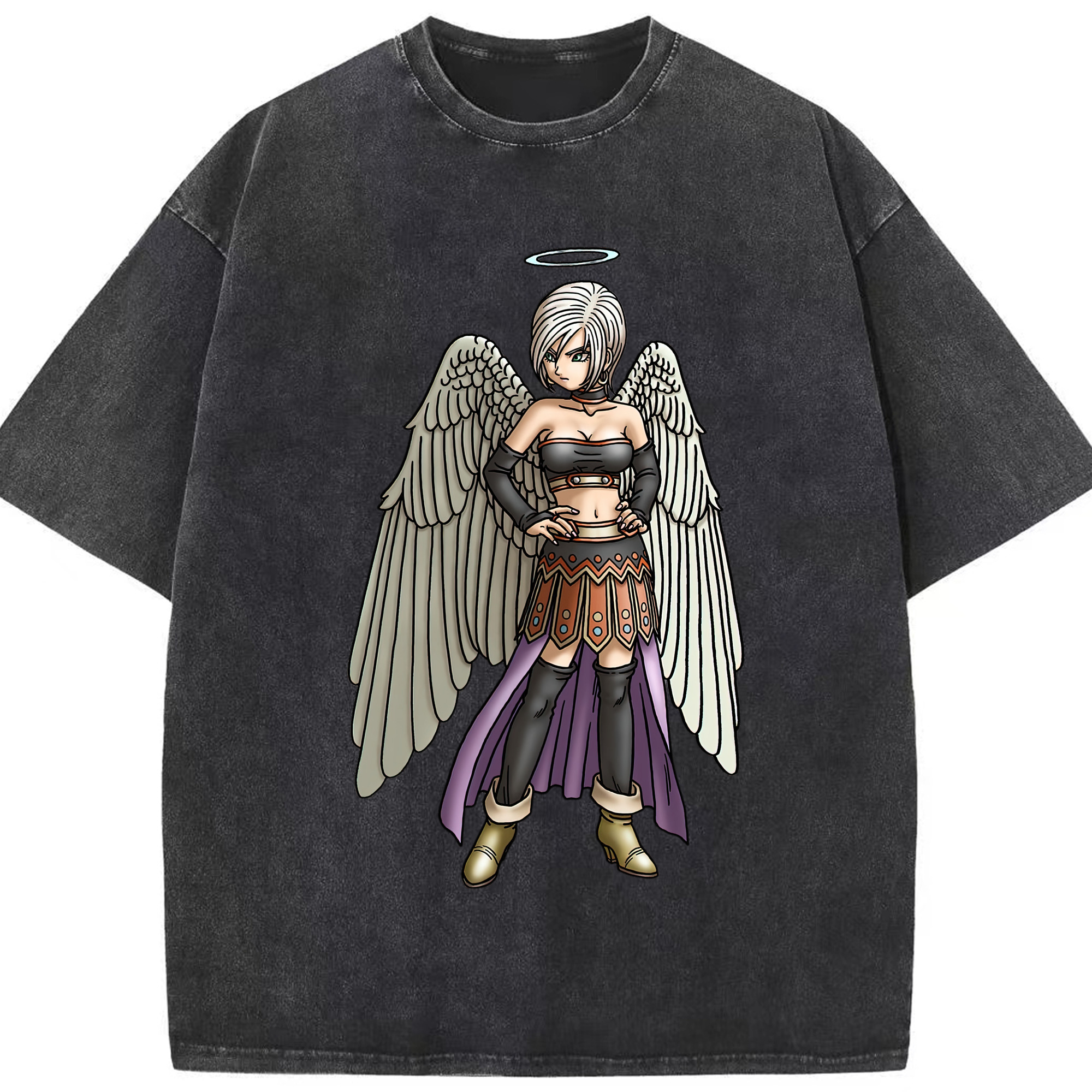 （画像用） ドラゴンクエスト Doragon Kuesuto Dragon Quest 綿100% ヴィンテージ風 半袖Tシャツ（フロントプリント）
