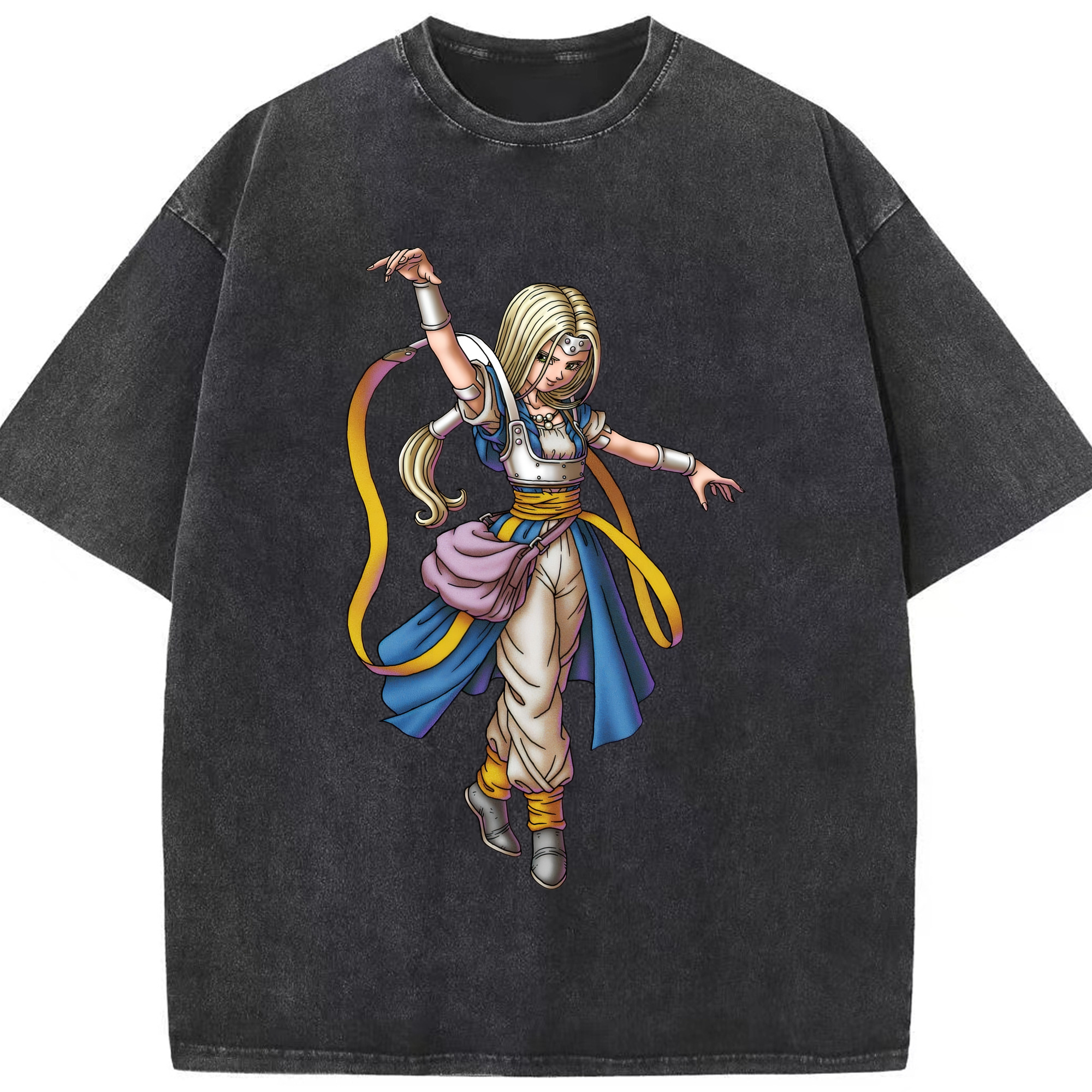 （画像用） ドラゴンクエスト Doragon Kuesuto Dragon Quest 綿100% ヴィンテージ風 半袖Tシャツ（フロントプリント）