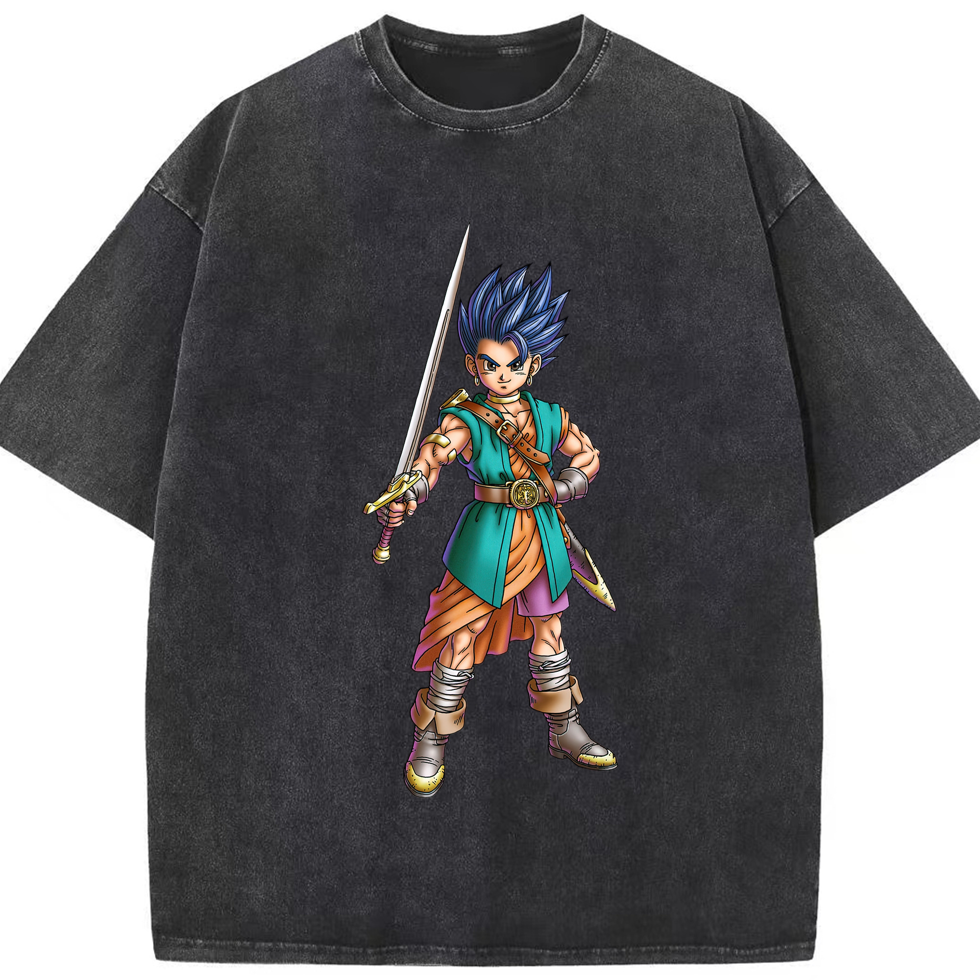 （画像用） ドラゴンクエスト Doragon Kuesuto Dragon Quest 綿100% ヴィンテージ風 半袖Tシャツ（フロントプリント）